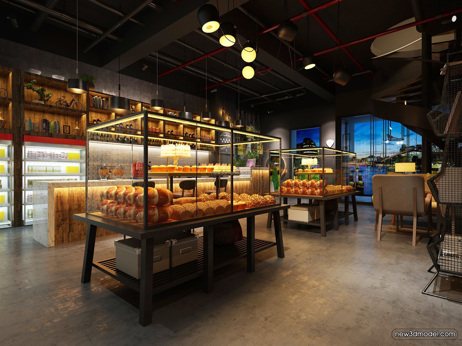 Restaurant and Fastfood 3D Scene – 3D Blocks – 218 – VRAY - thumbnail 3