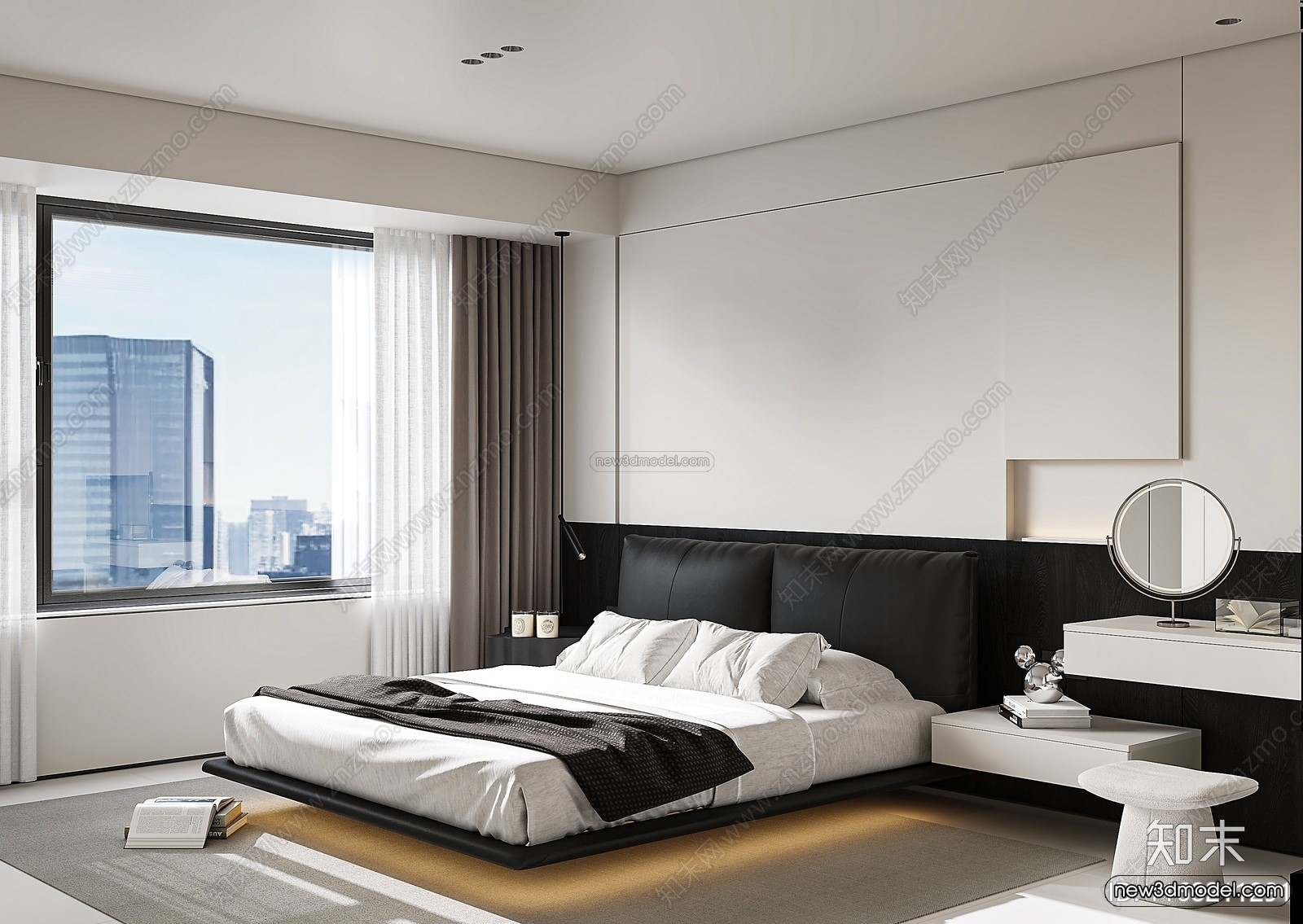 Minimalist Style Interior 3D Blocks – Bedroom 3D Model – 177 – CORONA - thumbnail 2