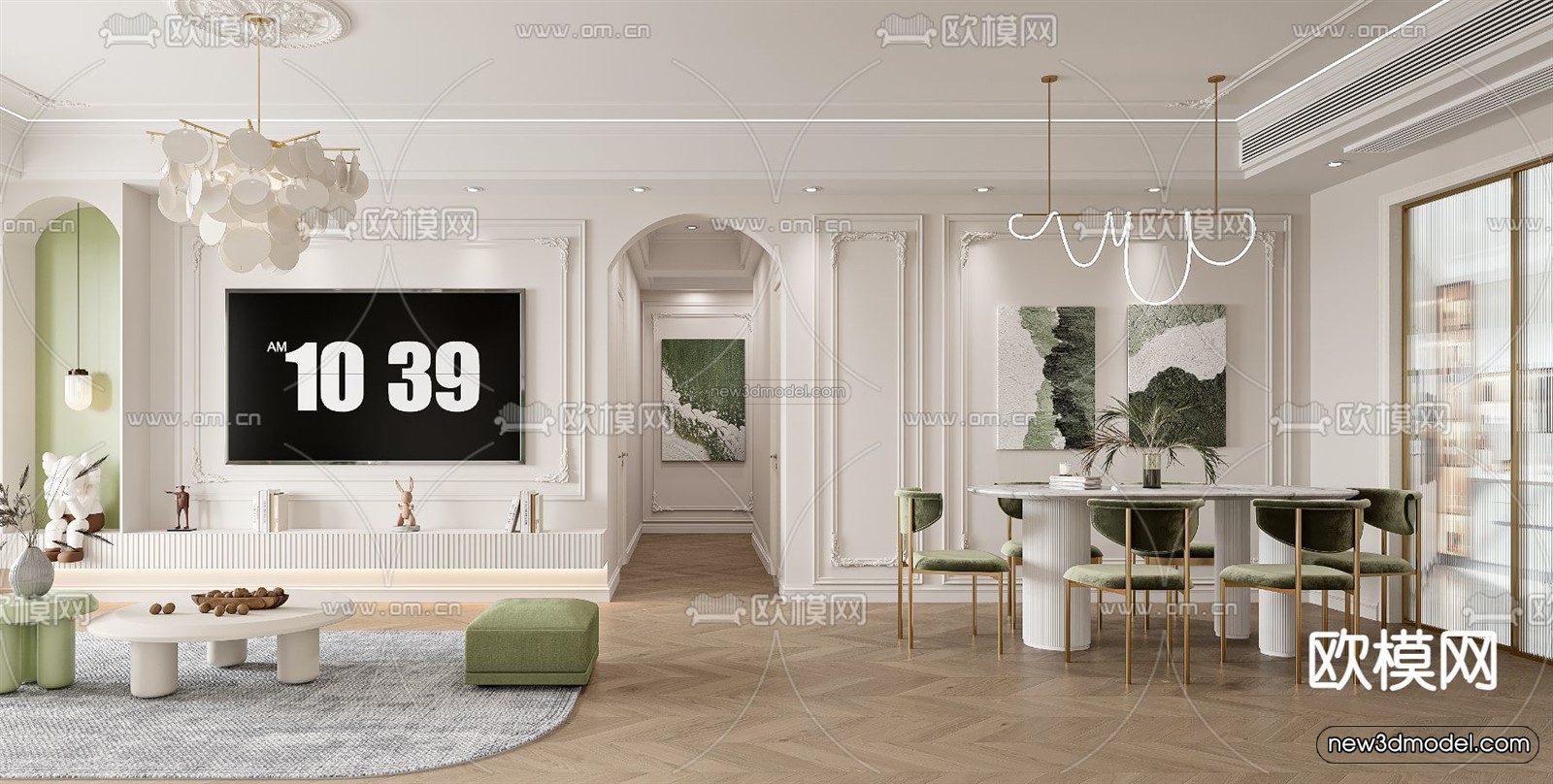 Modern Style Interior 3D Blocks and 3D Models – Living Room 3D Scene – 388 – CORONA - thumbnail 2
