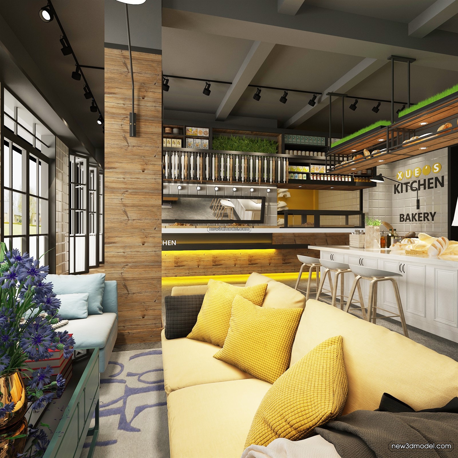 Restaurant and Fastfood 3D Scene – 3D Blocks – 219 – VRAY - thumbnail 4