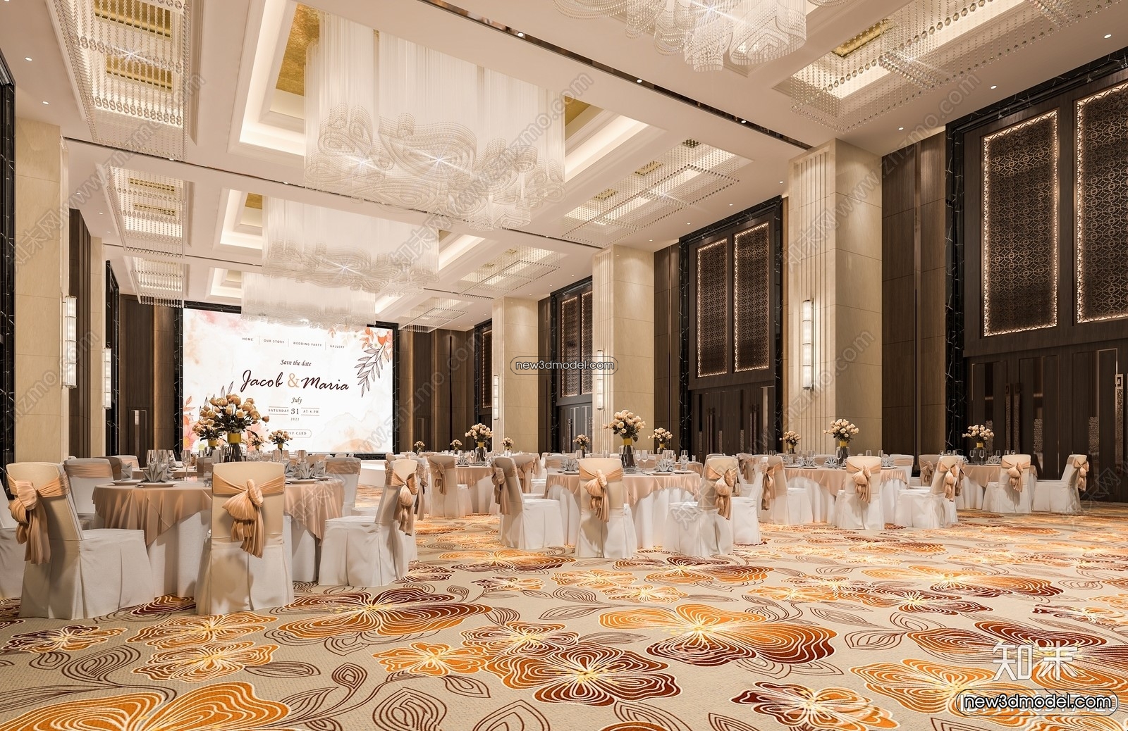 3D Model of Wedding Hall – 3D Scene – 011 – VRAY - thumbnail 2