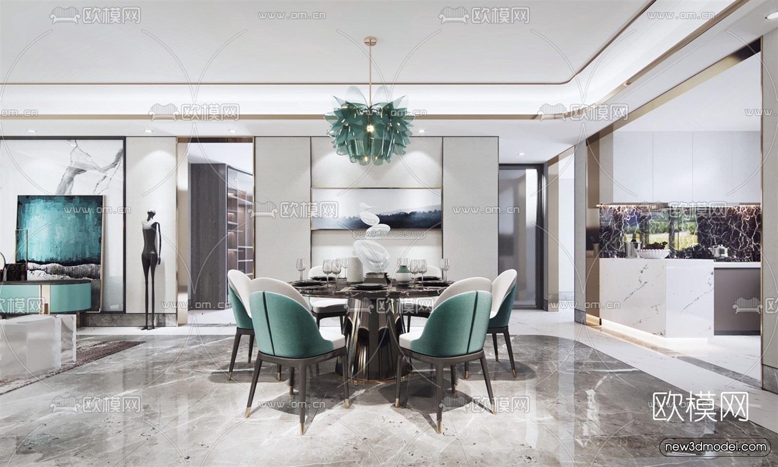 Luxury Style Interior 3D Blocks – Living Room 3D Model – 148 – VRAY - thumbnail 2