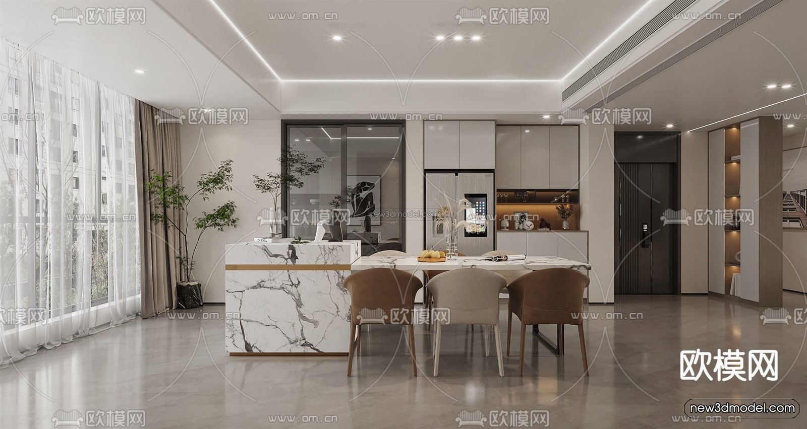 Modern Style Interior 3D Blocks and 3D Models – Living Room 3D Scene – 390 – CORONA - thumbnail 3