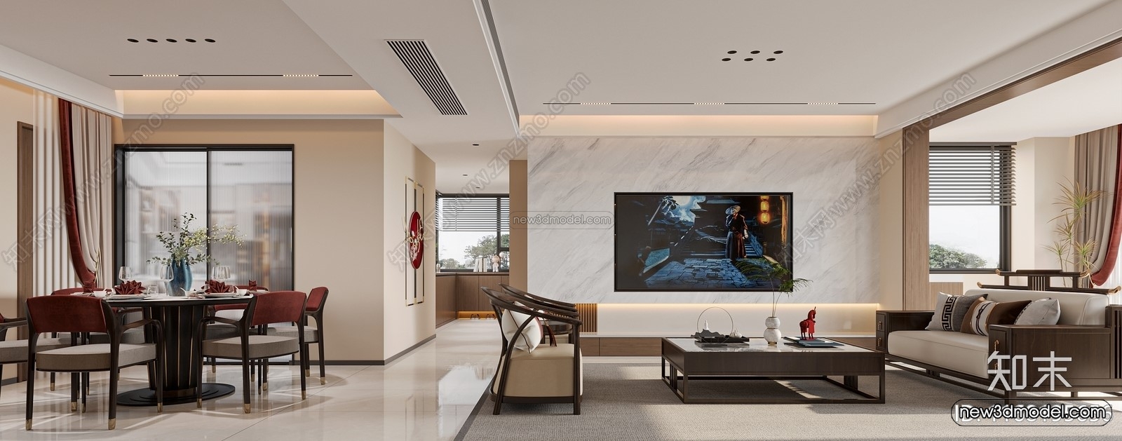 Modern Style Interior 3D Blocks and 3D Models – Living Room 3D Scene – 168 – CORONA - thumbnail 2