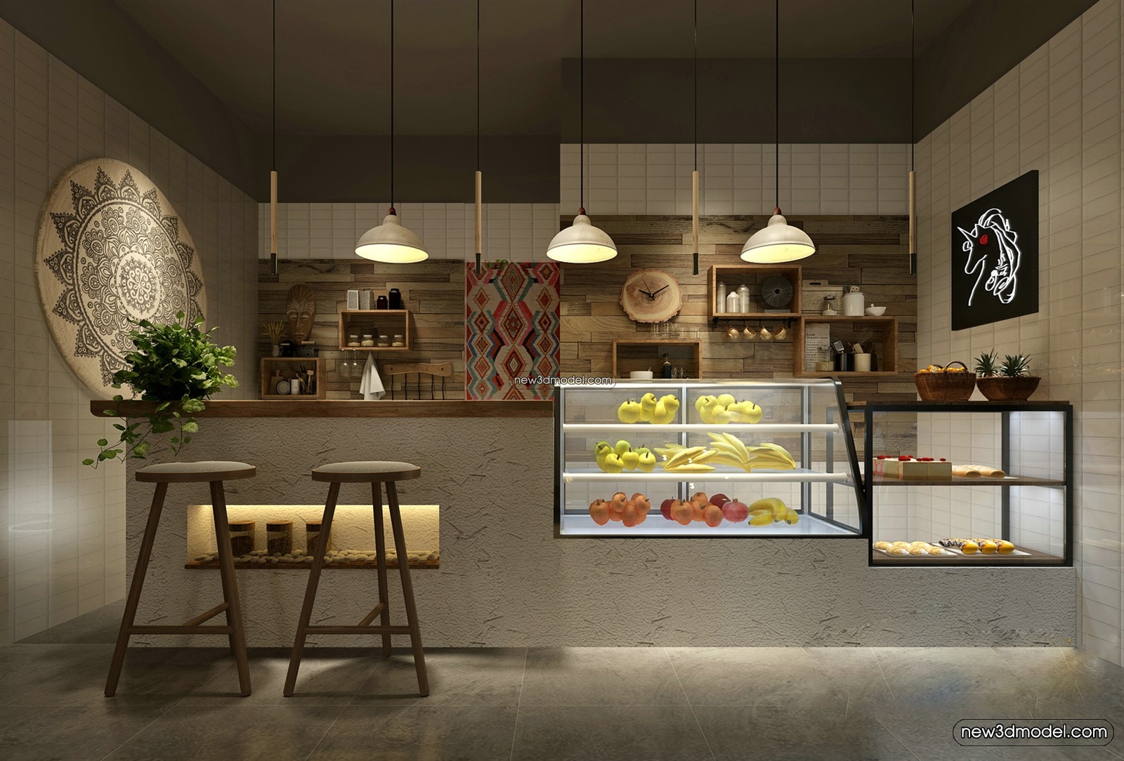 Restaurant and Fastfood 3D Scene – 3D Blocks – 221 – VRAY - thumbnail 2