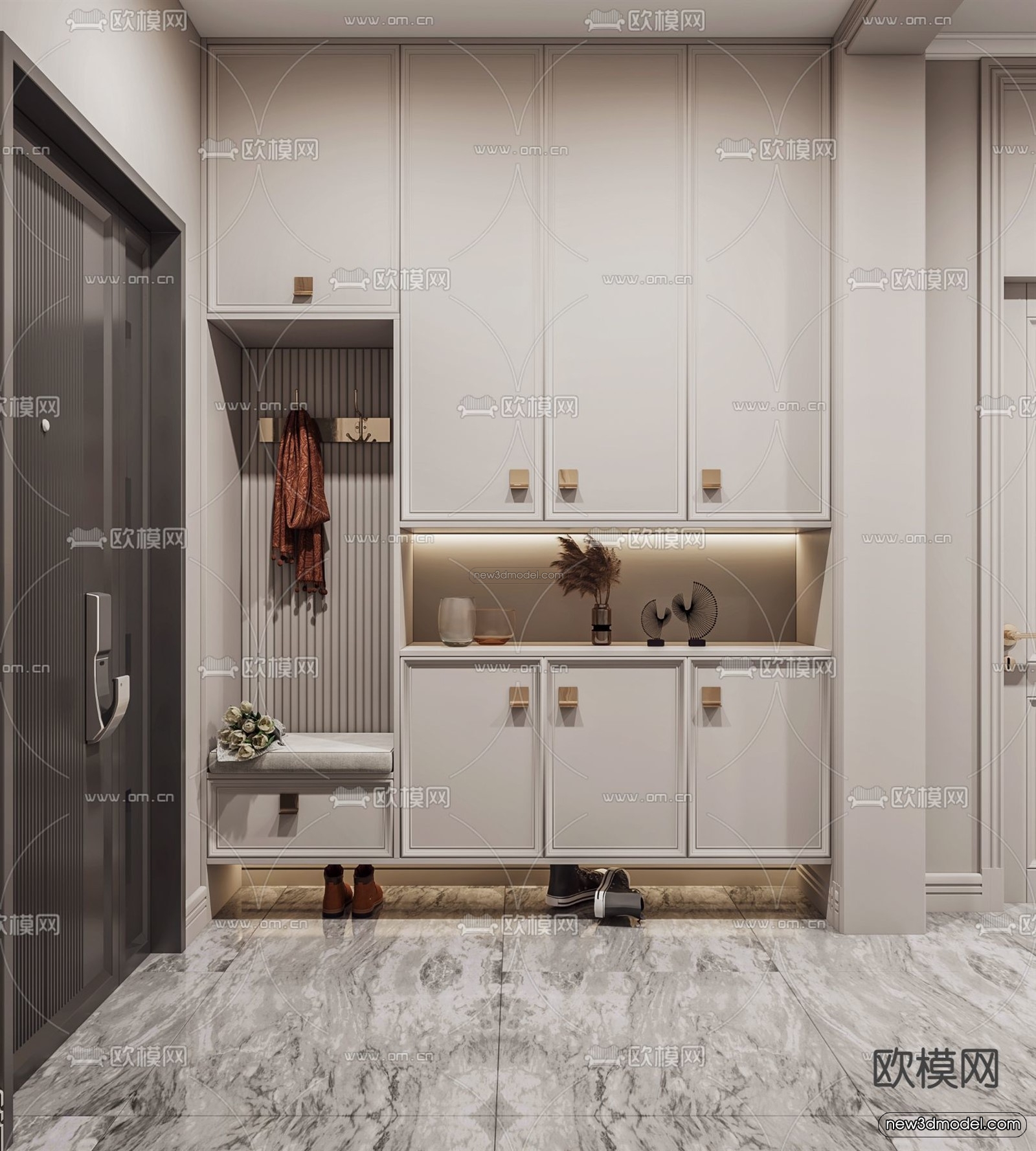 Cream Style Interior 3D Blocks – Living Room 3D Model – 026 – VRAY - thumbnail 4