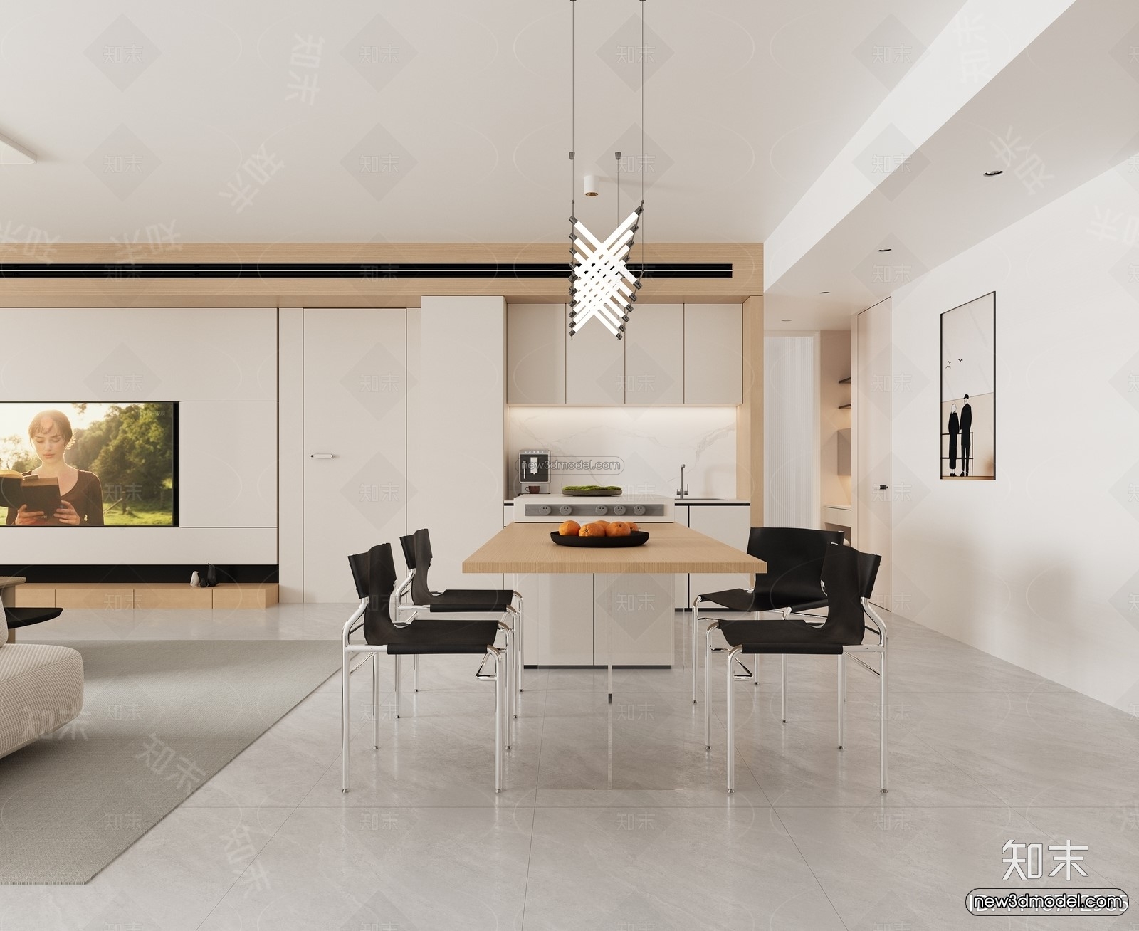 Modern Style Interior 3D Blocks and 3D Models – Living Room 3D Scene – 391 – CORONA - thumbnail 4