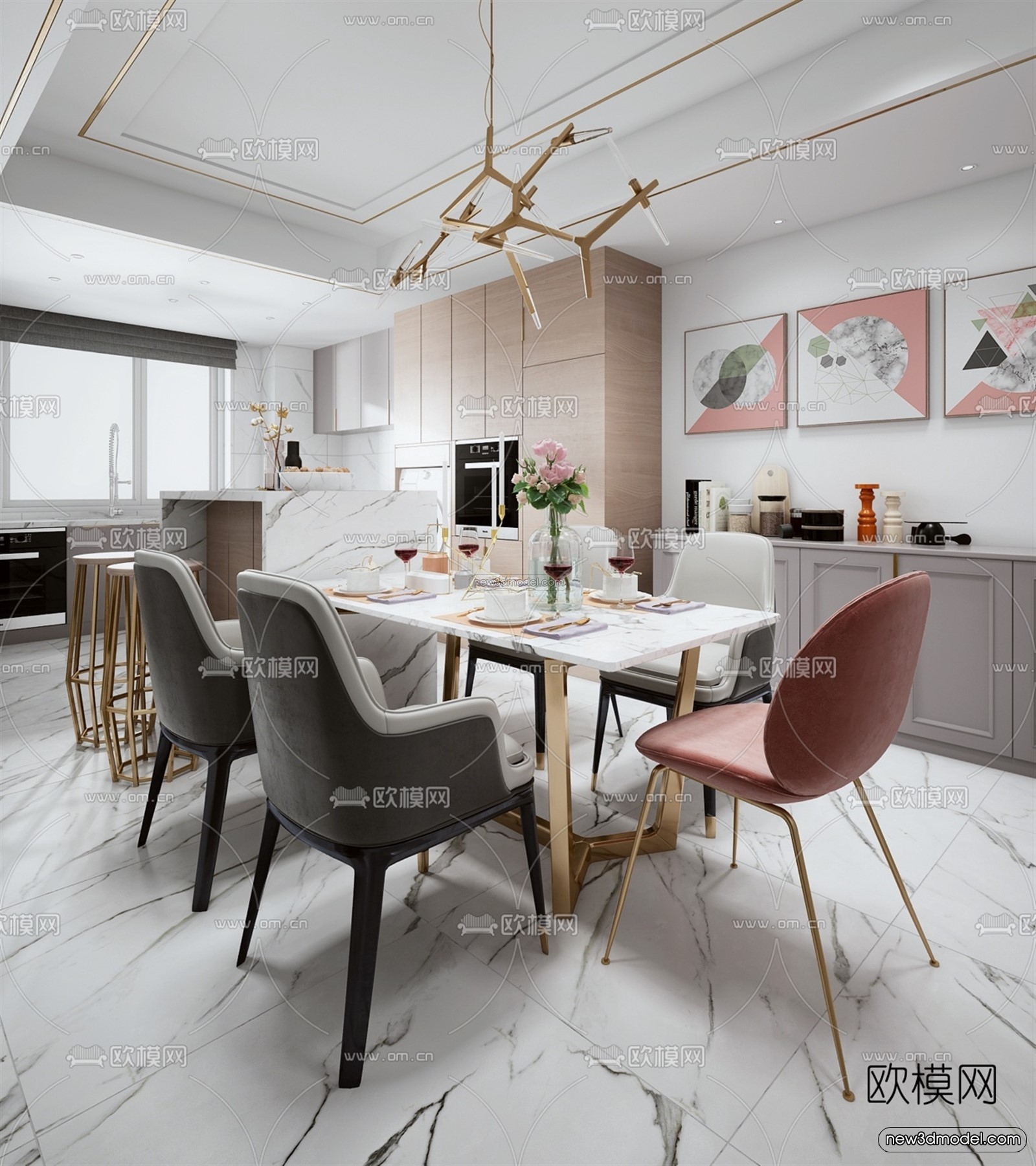 Luxury Style Interior 3D Blocks – Living Room 3D Model – 149 – VRAY - thumbnail 2