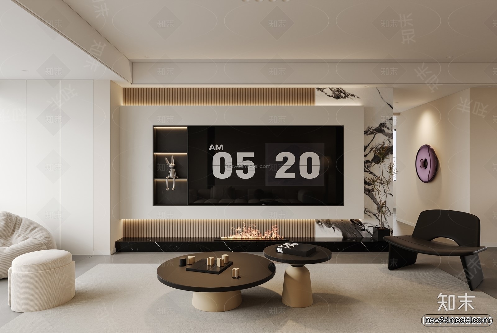 Modern Style Interior 3D Blocks and 3D Models – Living Room 3D Scene – 175 – CORONA - thumbnail 2