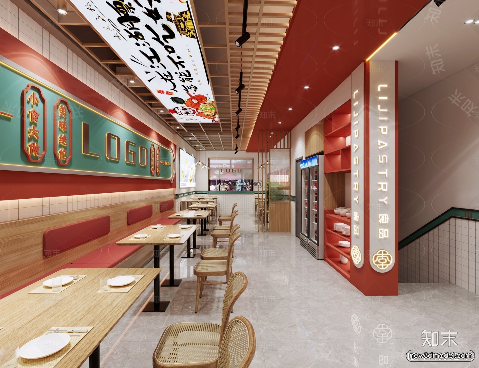 Restaurant and Fastfood 3D Scene – 3D Blocks – 092 – CORONA - thumbnail 2