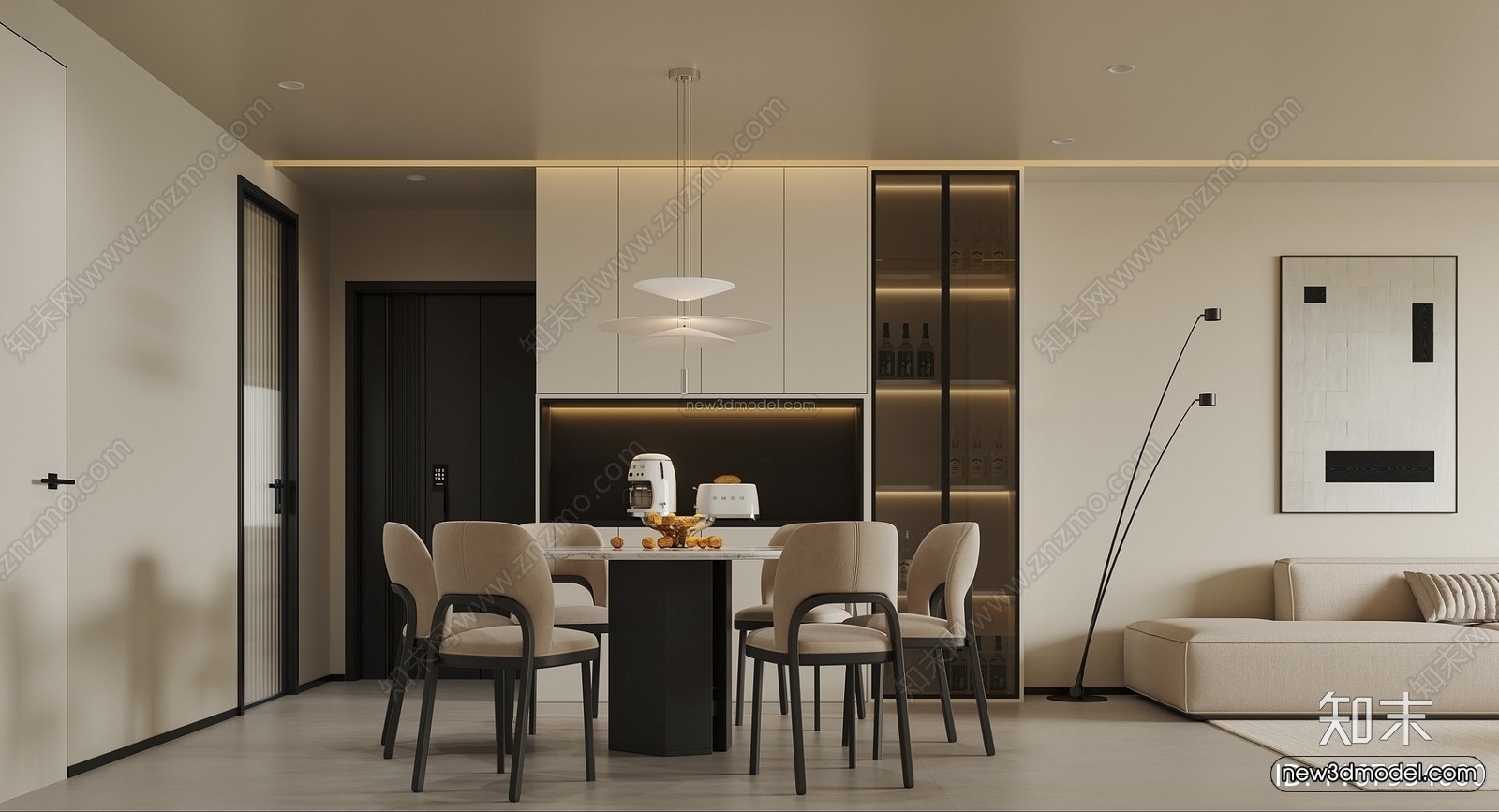Modern Style Interior 3D Blocks and 3D Models – Living Room 3D Scene – 398 – CORONA - thumbnail 3