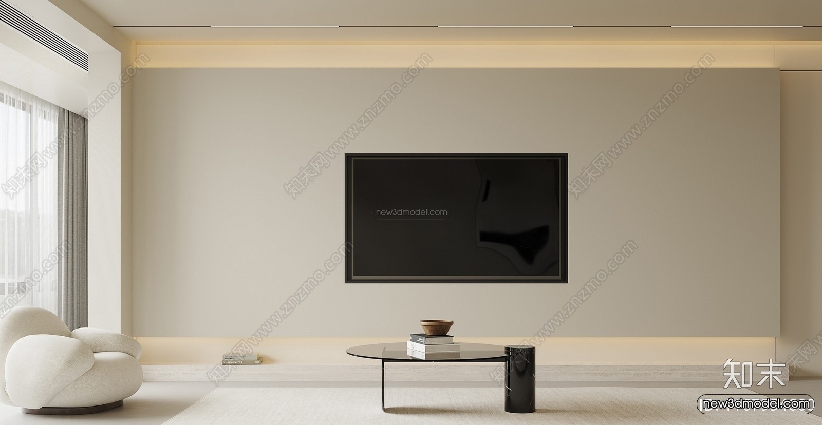 Modern Style Interior 3D Blocks and 3D Models – Living Room 3D Scene – 398 – CORONA - thumbnail 2