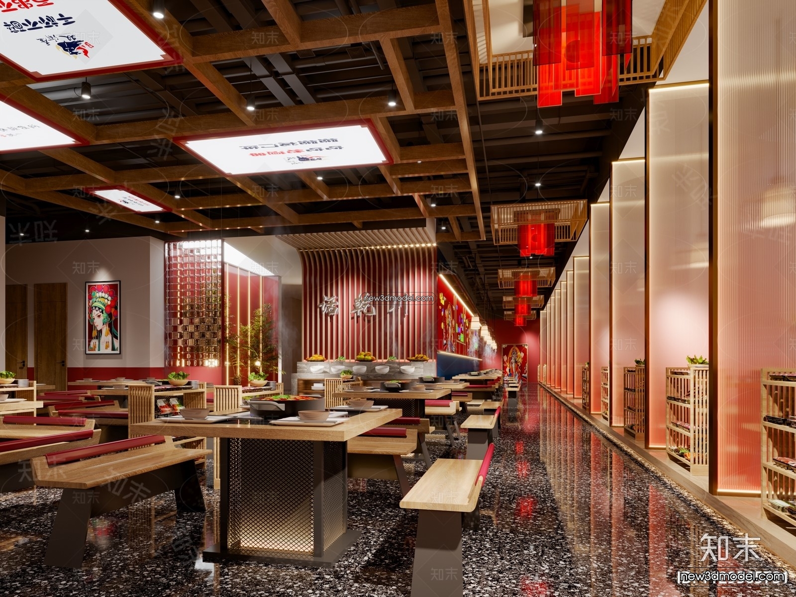 Restaurant and Fastfood 3D Scene – 3D Blocks – 093 – CORONA - thumbnail 4