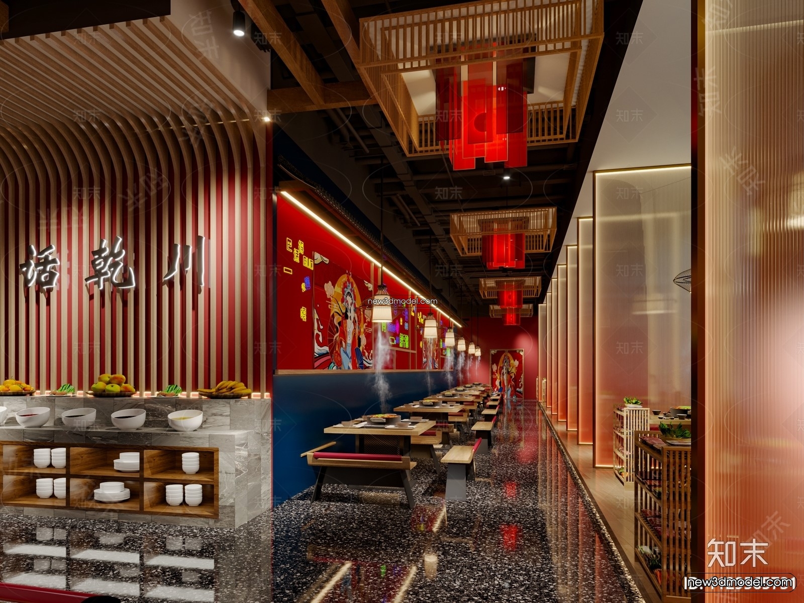 Restaurant and Fastfood 3D Scene – 3D Blocks – 093 – CORONA - thumbnail 3