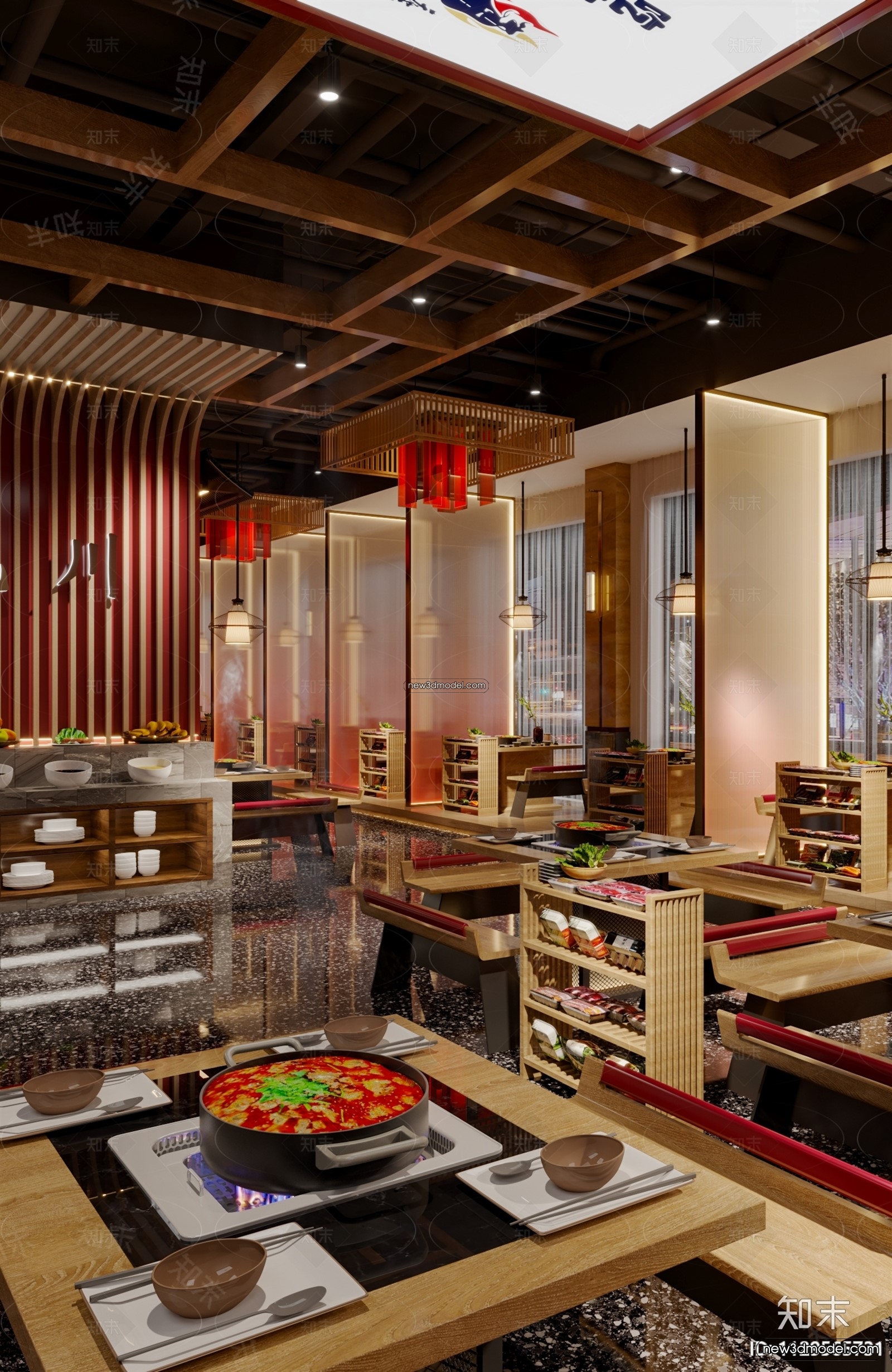 Restaurant and Fastfood 3D Scene – 3D Blocks – 093 – CORONA - thumbnail 2