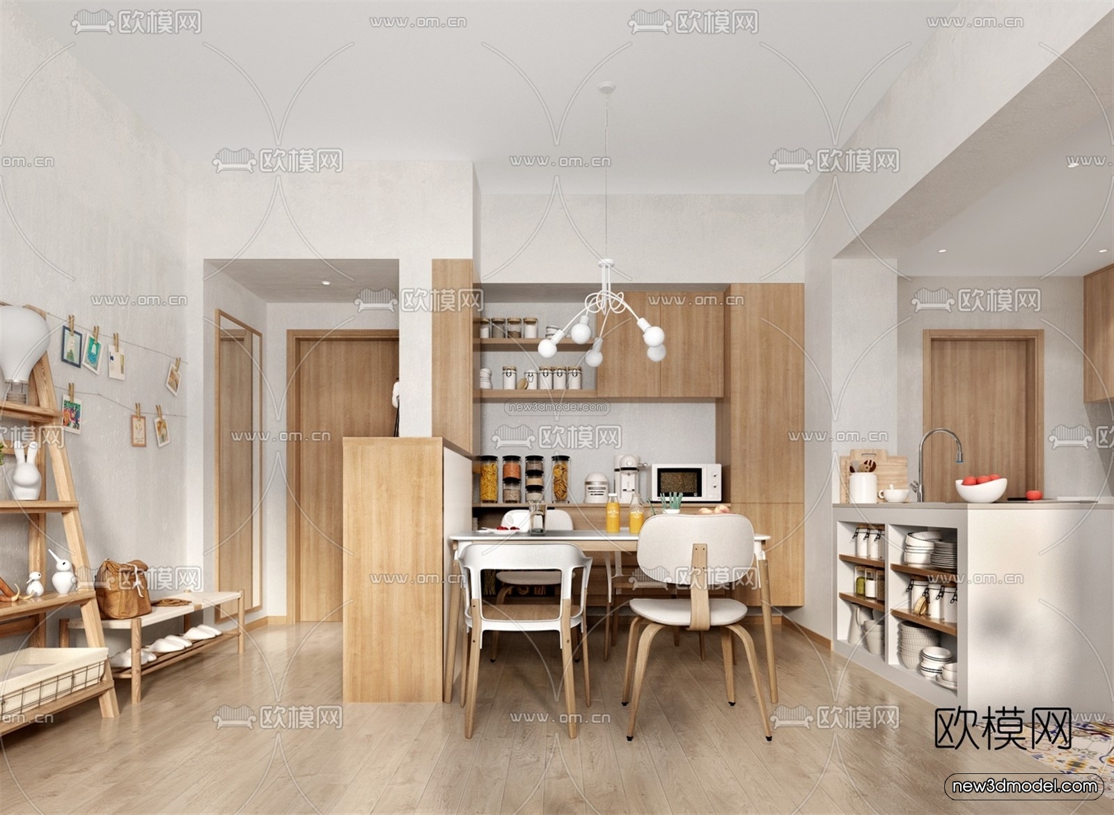 Nordic Style Interior 3D Blocks – Living Room 3D Model – 145 – VRAY - thumbnail 3