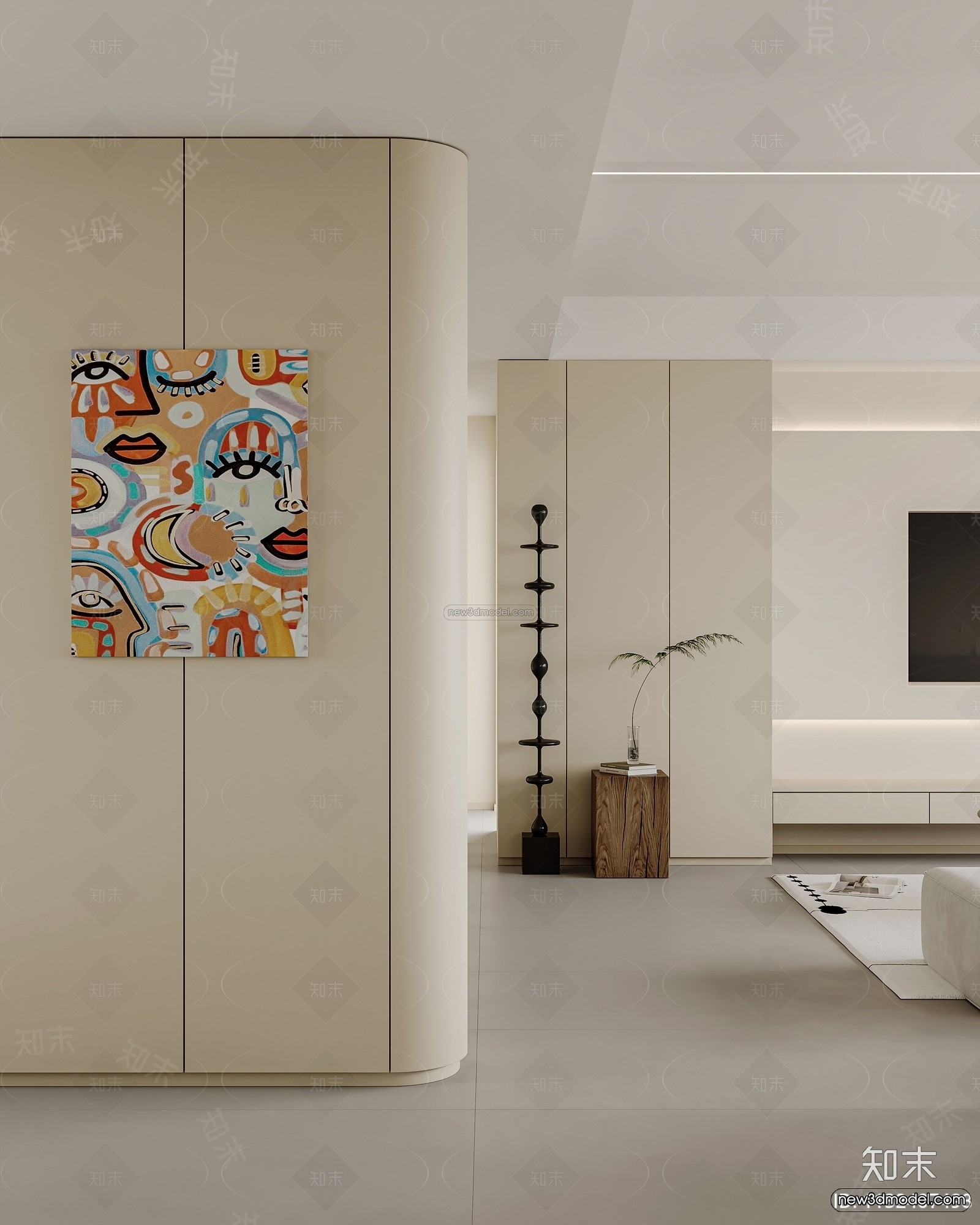 Modern Style Interior 3D Blocks and 3D Models – Living Room 3D Scene – 177 – CORONA - thumbnail 3