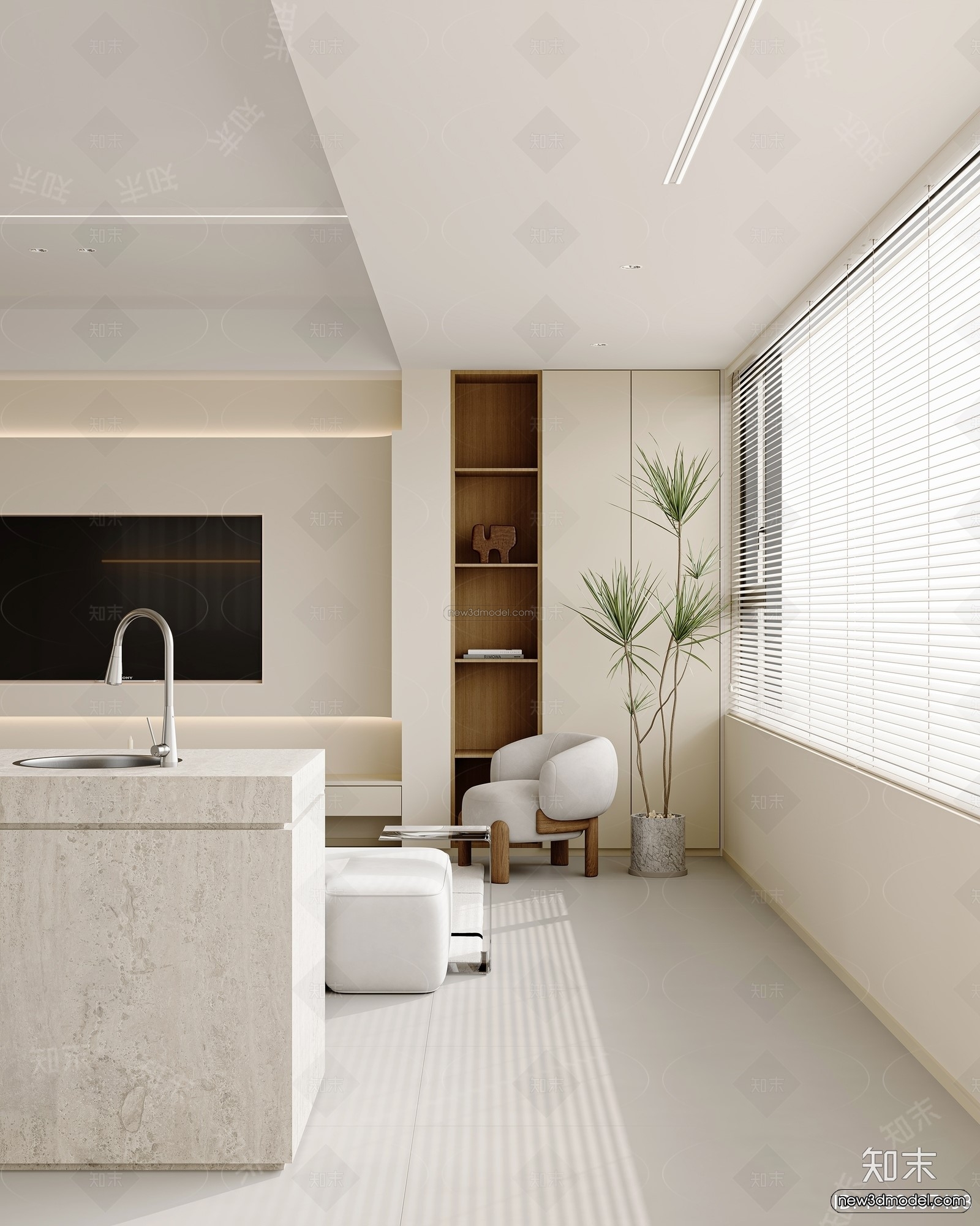 Modern Style Interior 3D Blocks and 3D Models – Living Room 3D Scene – 177 – CORONA - thumbnail 2