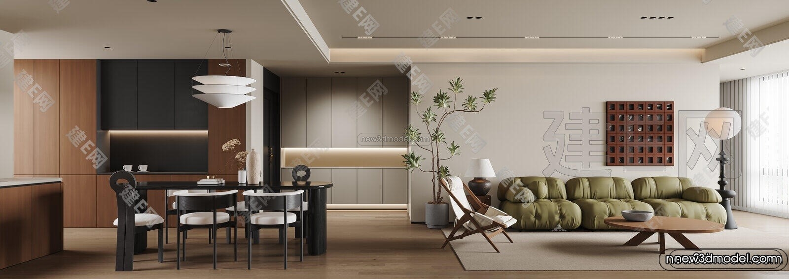 Modern Style Interior 3D Blocks and 3D Models – Living Room 3D Scene – 178 – CORONA - thumbnail 2