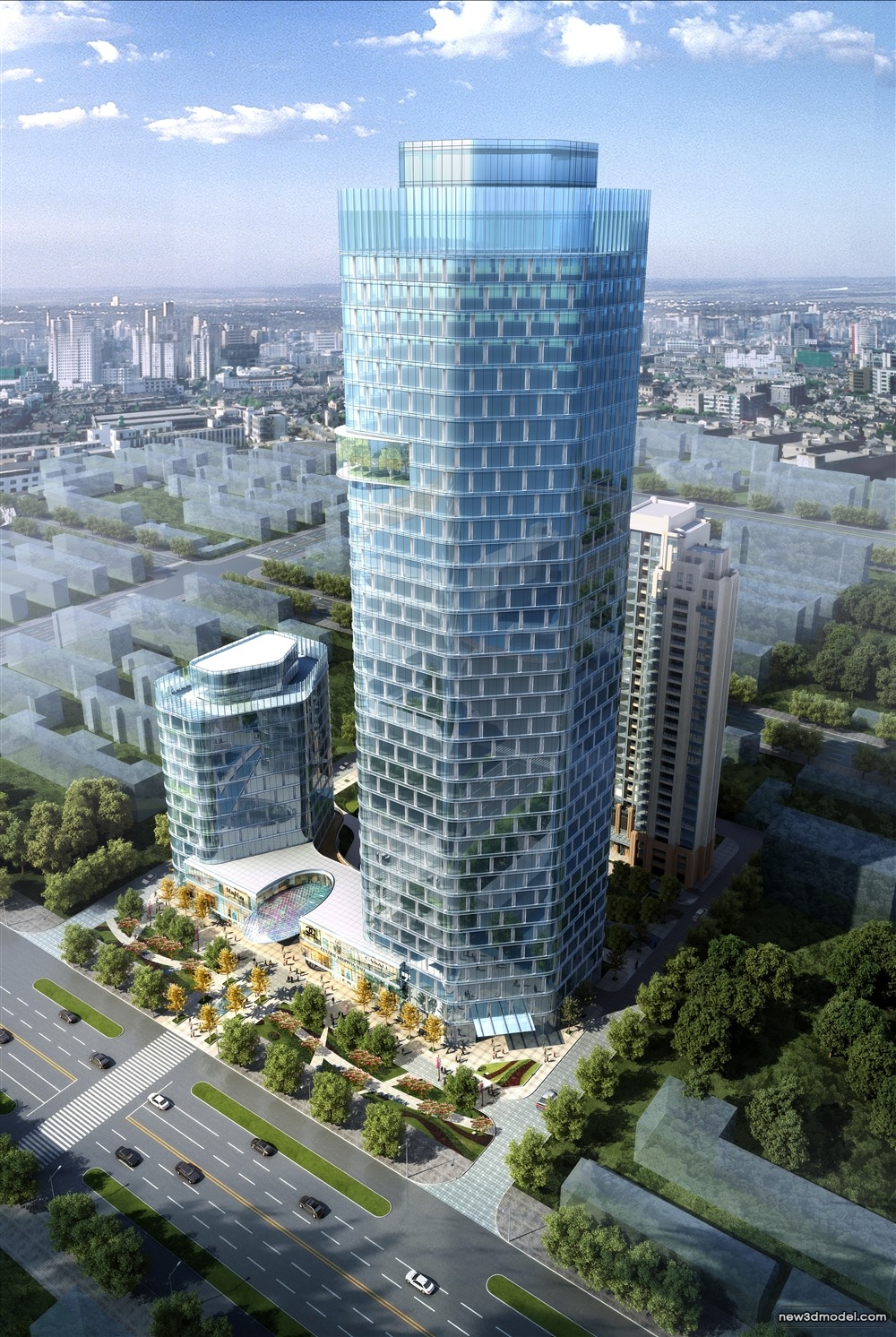 3D Models of Commercial Building – Exterior 3D Scenes – 529 – VRAY - thumbnail 3
