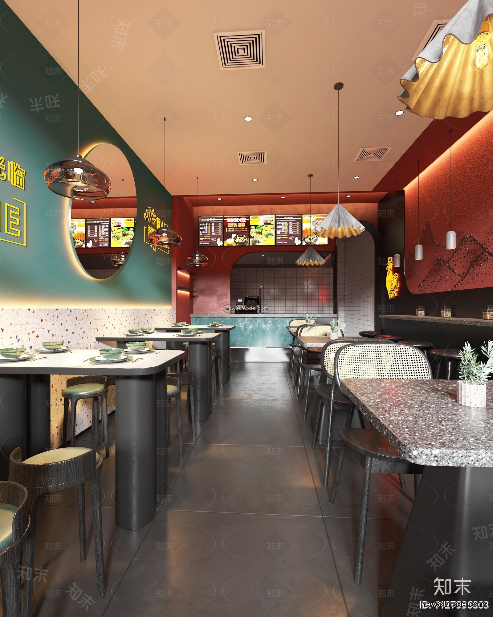 Restaurant and Fastfood 3D Scene – 3D Blocks – 002 – VRAY - thumbnail 3