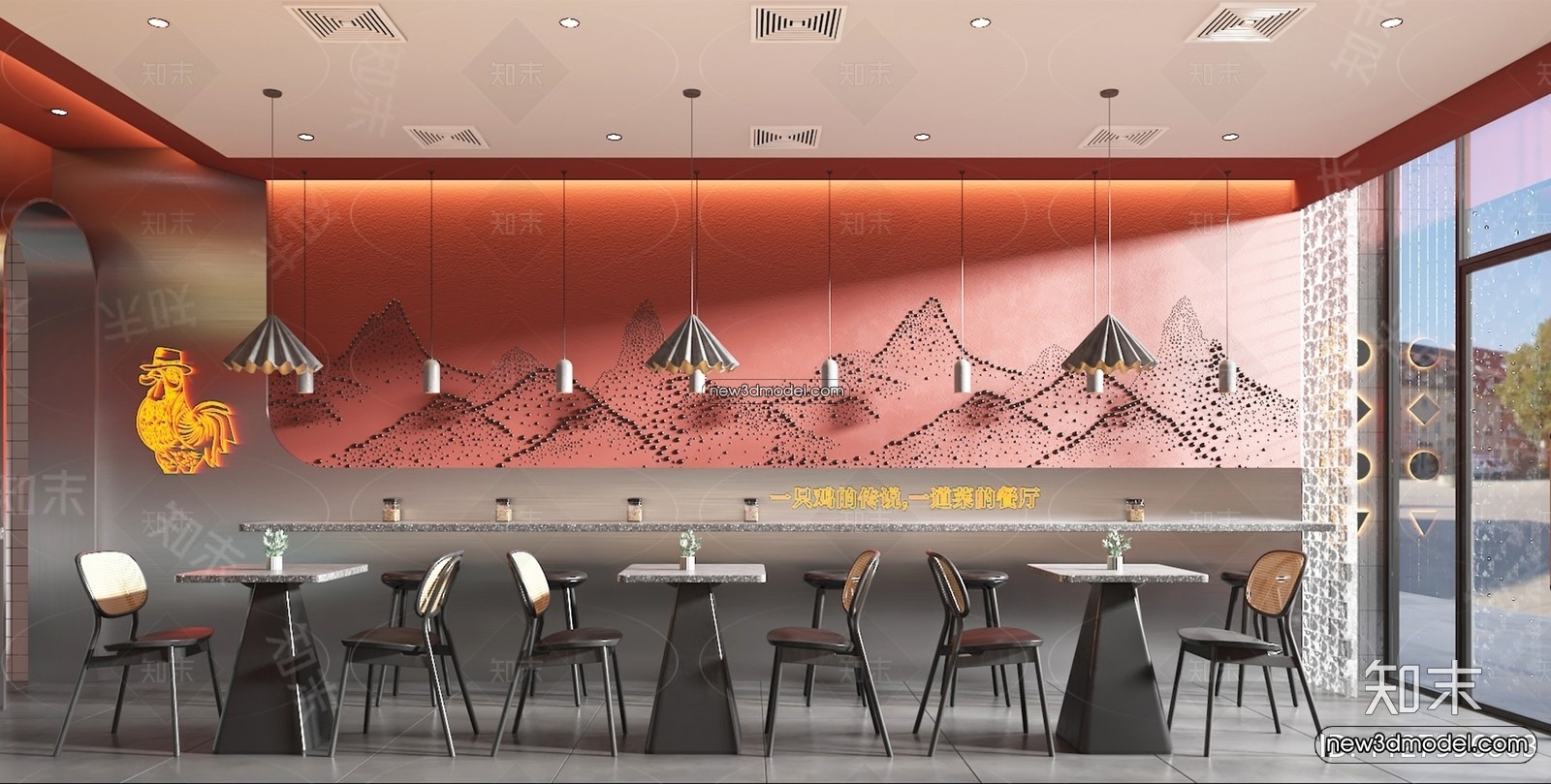 Restaurant and Fastfood 3D Scene – 3D Blocks – 002 – VRAY - thumbnail 2