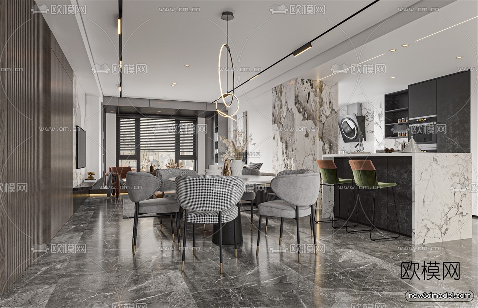 Luxury Style Interior 3D Blocks – Living Room 3D Model – 021 – CORONA - thumbnail 2