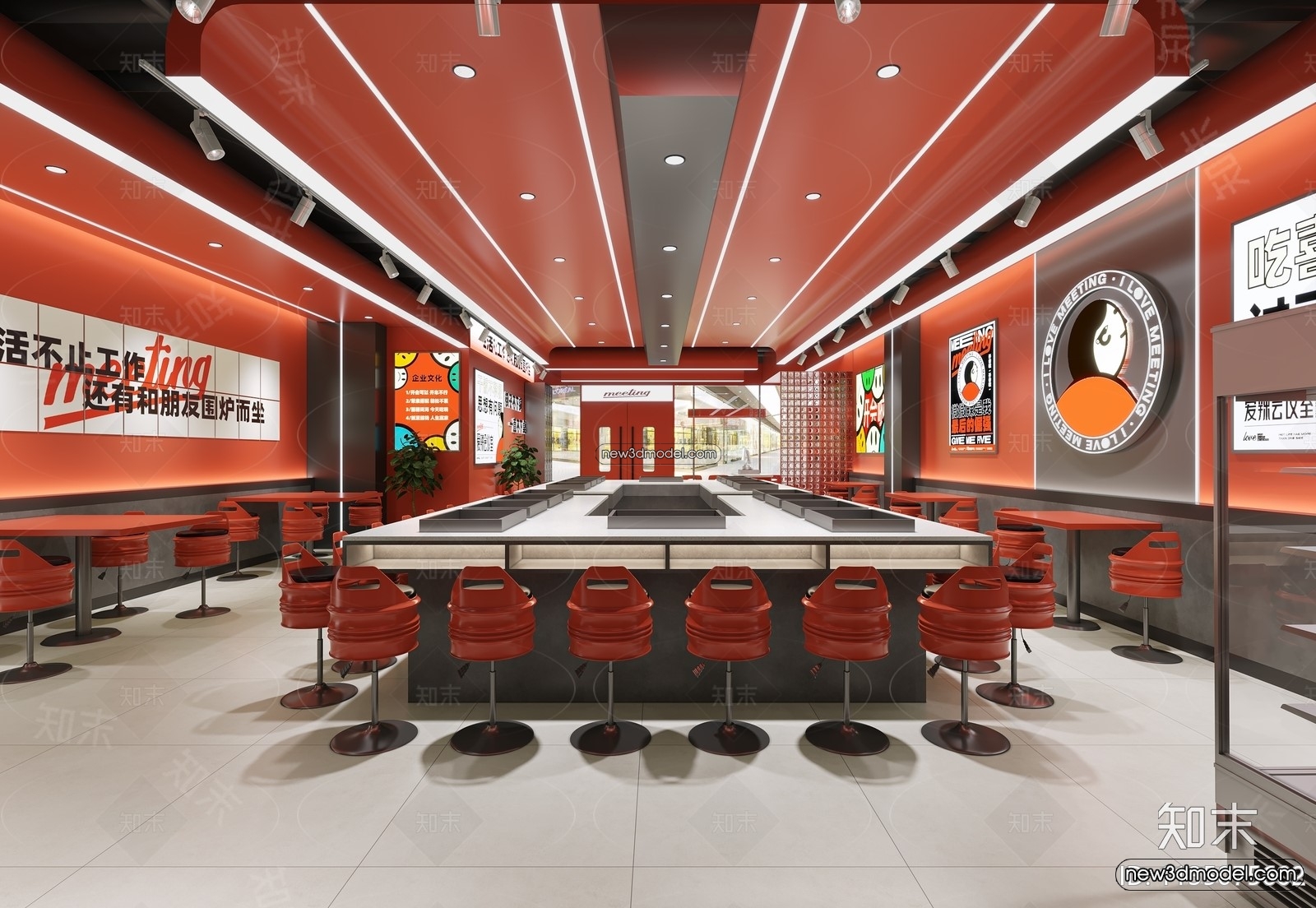 Restaurant and Fastfood 3D Scene – 3D Blocks – 035 – CORONA - thumbnail 2