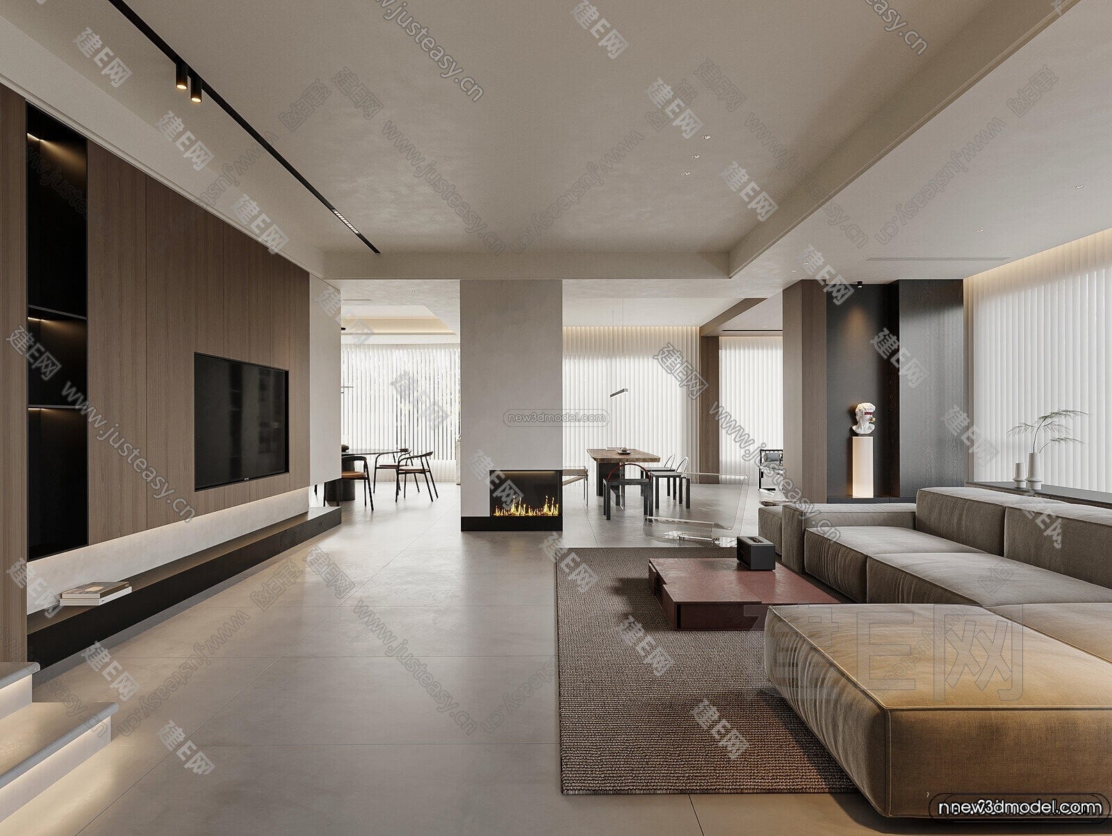 Modern Style Interior 3D Blocks and 3D Models – Living Room 3D Scene – 181 – CORONA - thumbnail 3