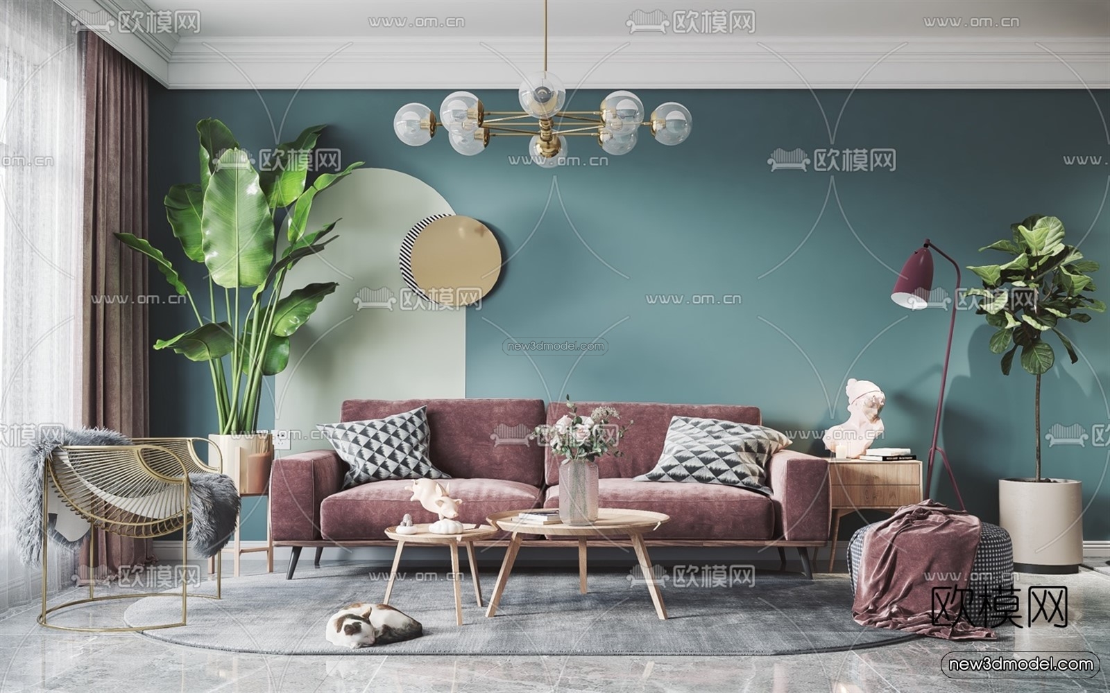 Nordic Style Interior 3D Blocks – Living Room 3D Model – 150 – VRAY - thumbnail 2