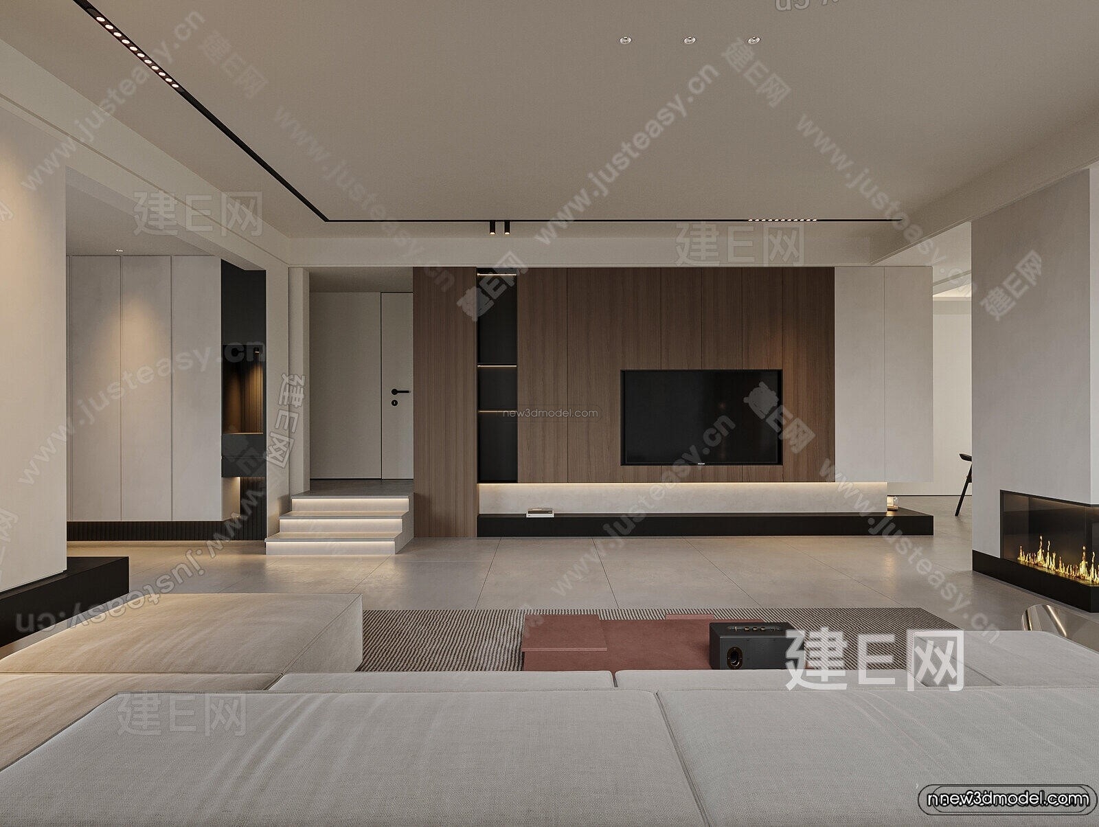 Modern Style Interior 3D Blocks and 3D Models – Living Room 3D Scene – 181 – CORONA - thumbnail 2