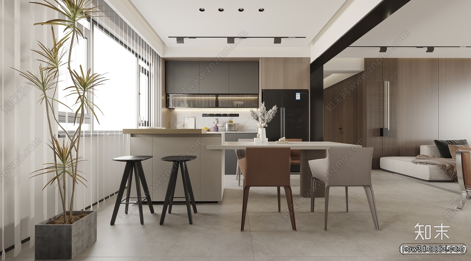 Modern Style Interior 3D Blocks and 3D Models – Living Room 3D Scene – 406 – CORONA - thumbnail 2