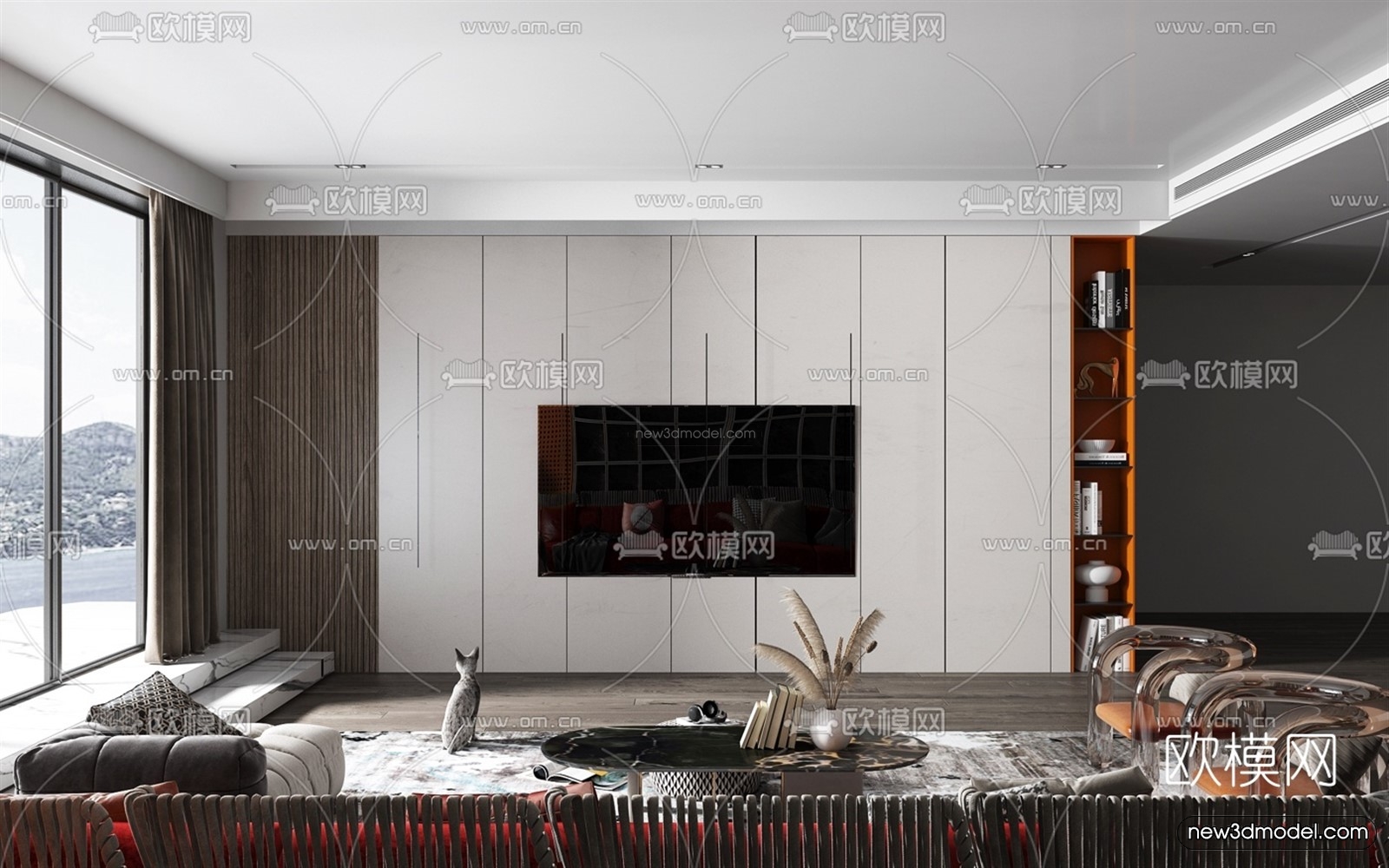 Luxury Style Interior 3D Blocks – Living Room 3D Model – 023 – VRAY - thumbnail 2