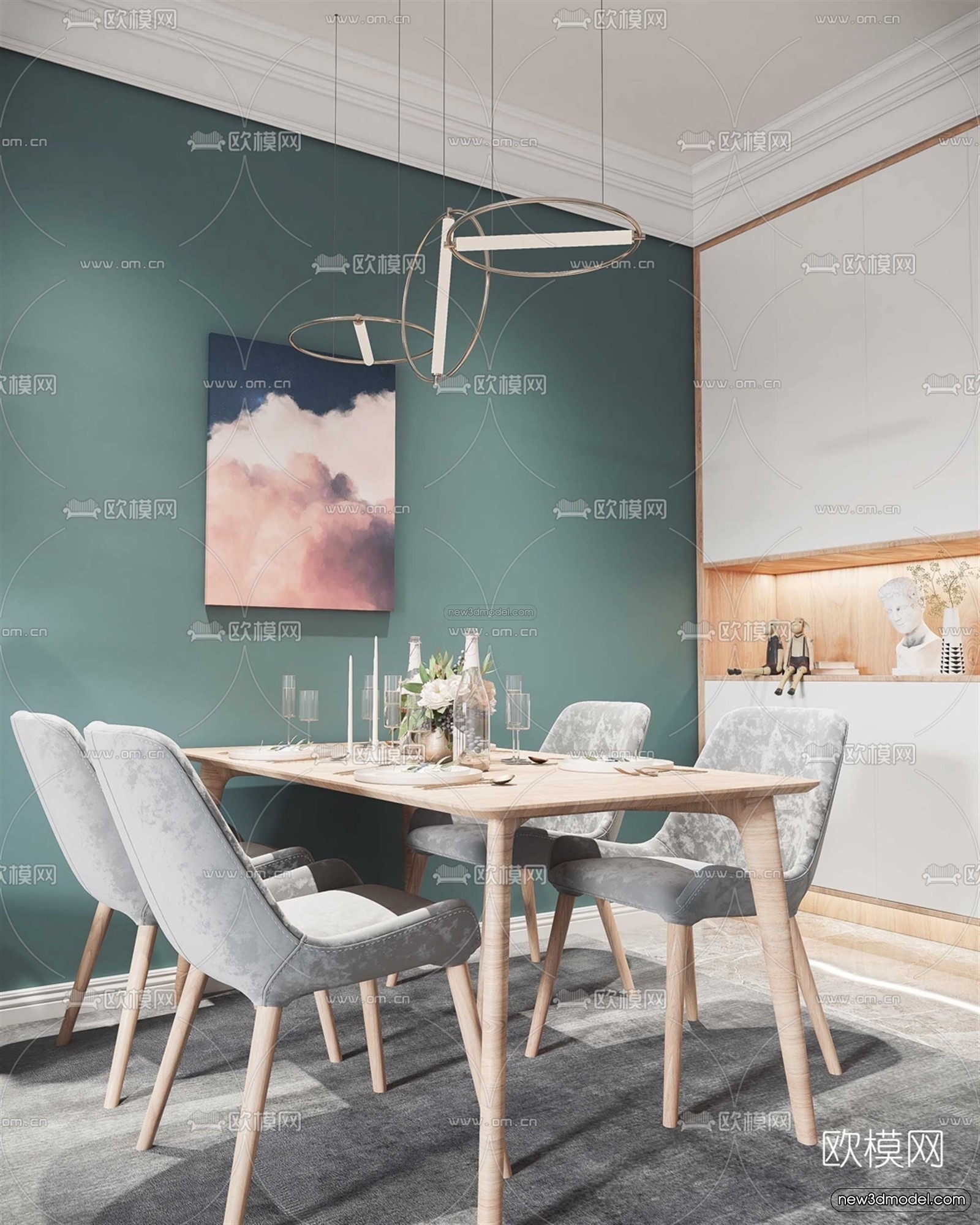 Nordic Style Interior 3D Blocks – Living Room 3D Model – 150 – VRAY - thumbnail 4