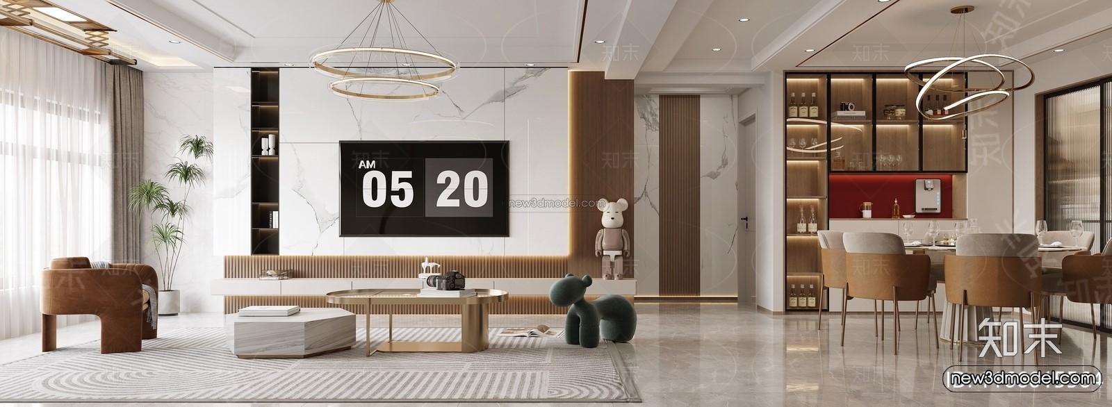 Modern Style Interior 3D Blocks and 3D Models – Living Room 3D Scene – 183 – CORONA - thumbnail 3