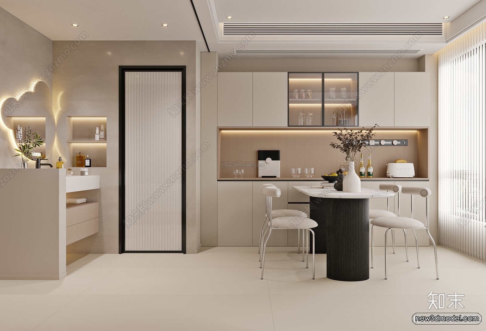 Modern Style Interior 3D Blocks and 3D Models – Living Room 3D Scene – 408 – CORONA - thumbnail 3