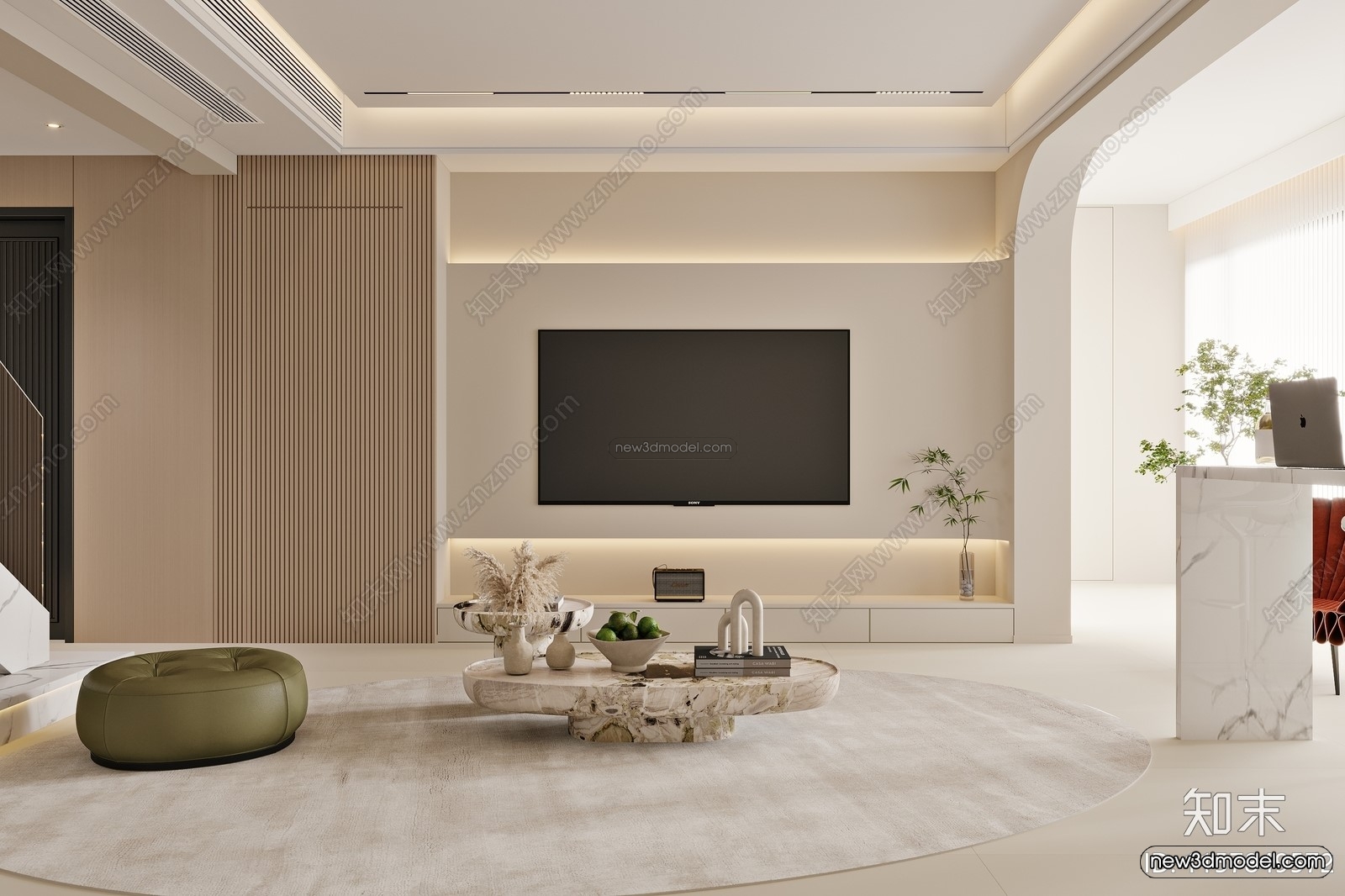 Modern Style Interior 3D Blocks and 3D Models – Living Room 3D Scene – 408 – CORONA - thumbnail 2