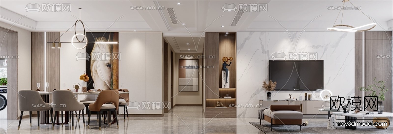Luxury Style Interior 3D Blocks – Living Room 3D Model – 027 – VRAY - thumbnail 3