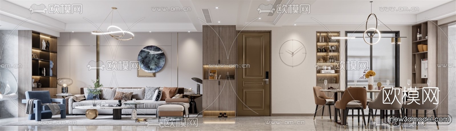 Luxury Style Interior 3D Blocks – Living Room 3D Model – 027 – VRAY - thumbnail 2