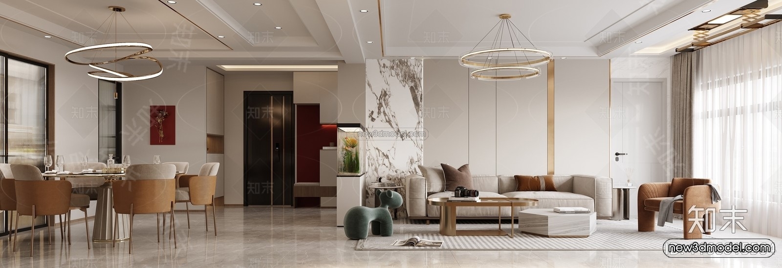 Modern Style Interior 3D Blocks and 3D Models – Living Room 3D Scene – 183 – CORONA - thumbnail 2
