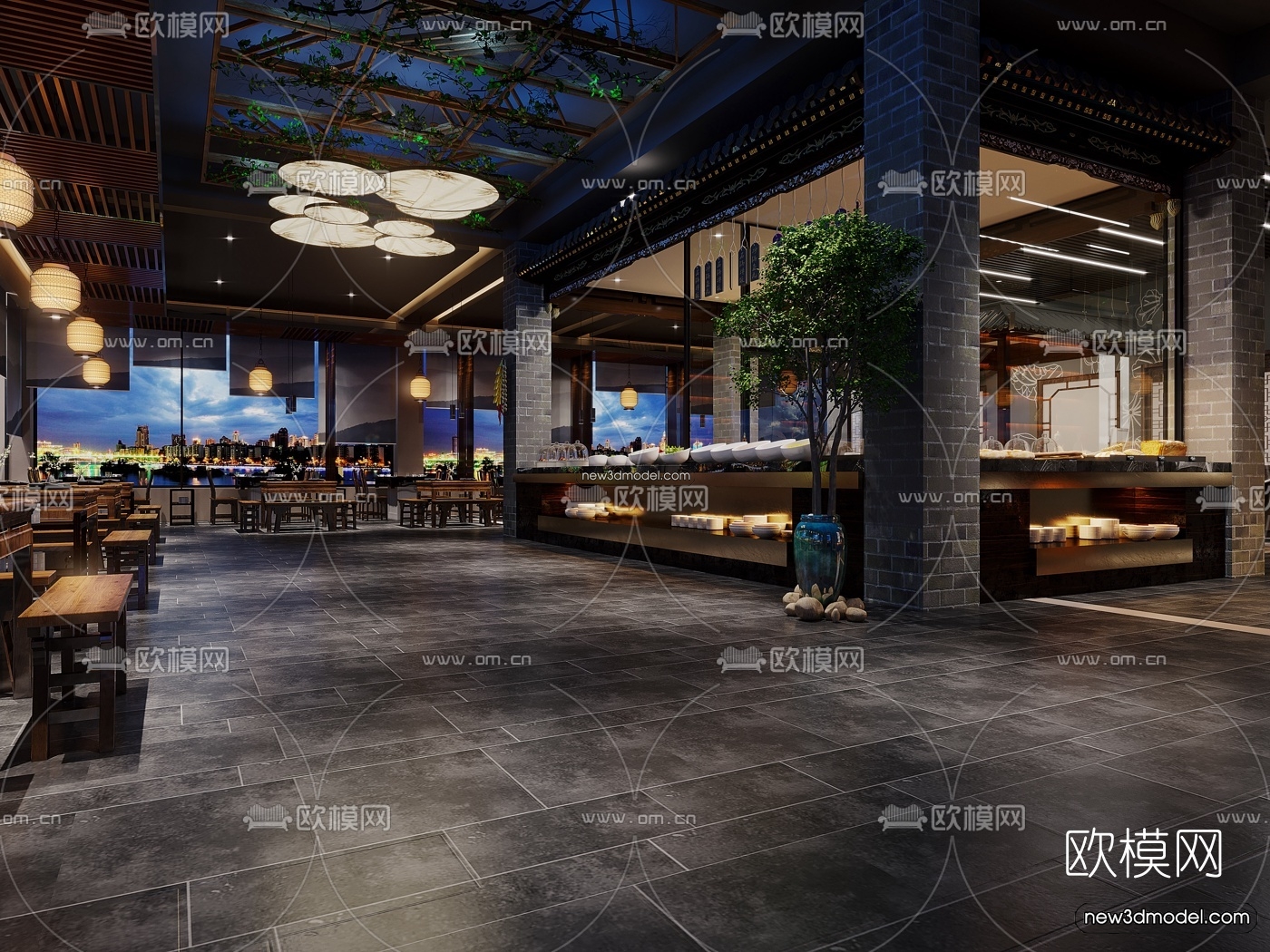 Restaurant and Fastfood 3D Scene – 3D Blocks – 076 – VRAY - thumbnail 4