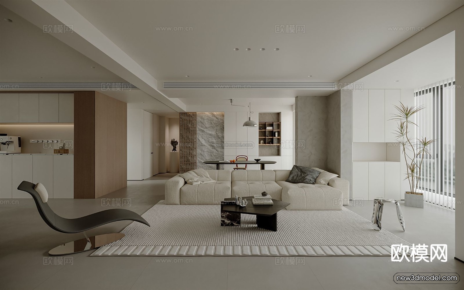 Modern Style Interior 3D Blocks and 3D Models – Living Room 3D Scene – 409 – CORONA - thumbnail 5