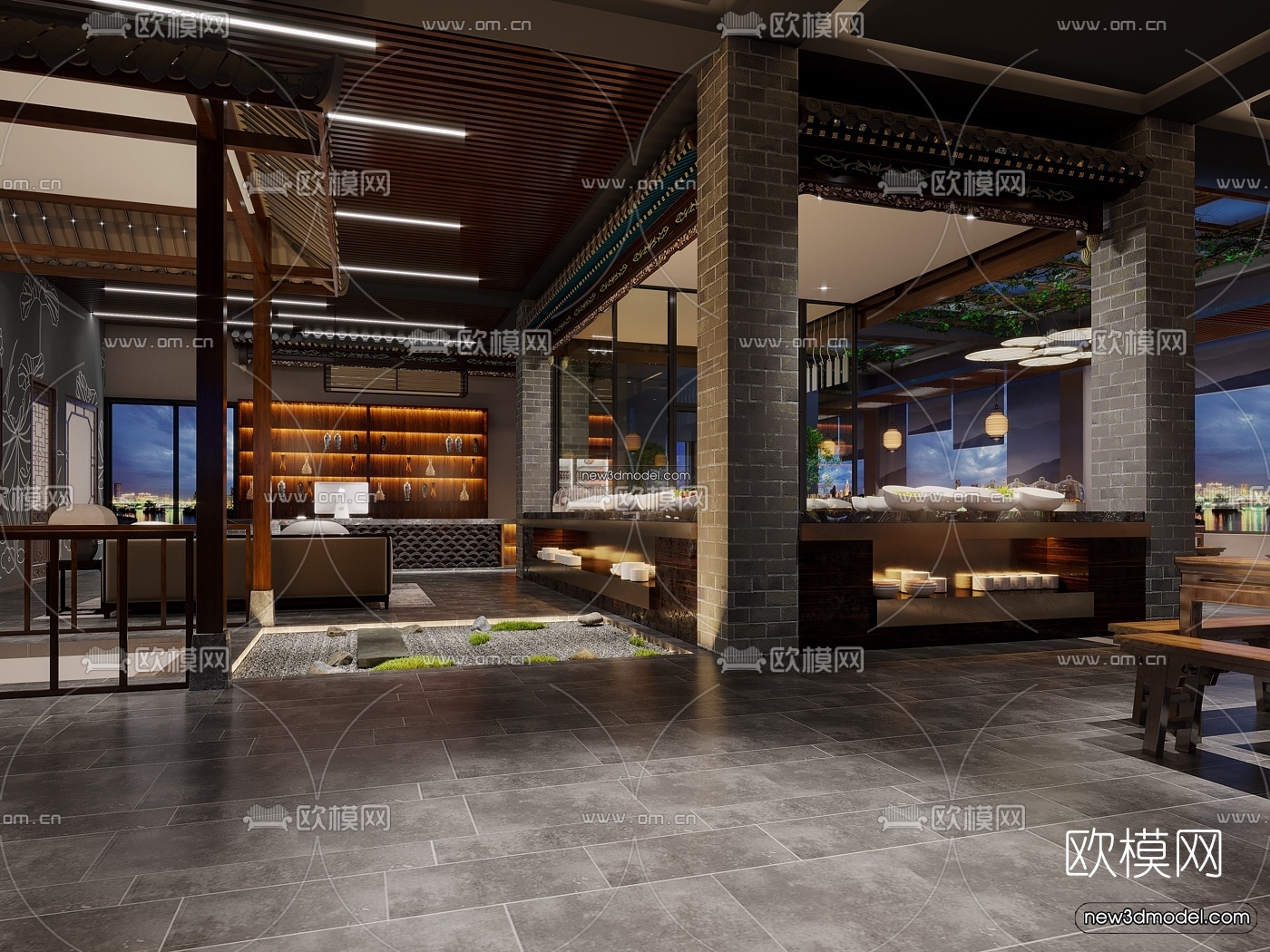 Restaurant and Fastfood 3D Scene – 3D Blocks – 076 – VRAY - thumbnail 3