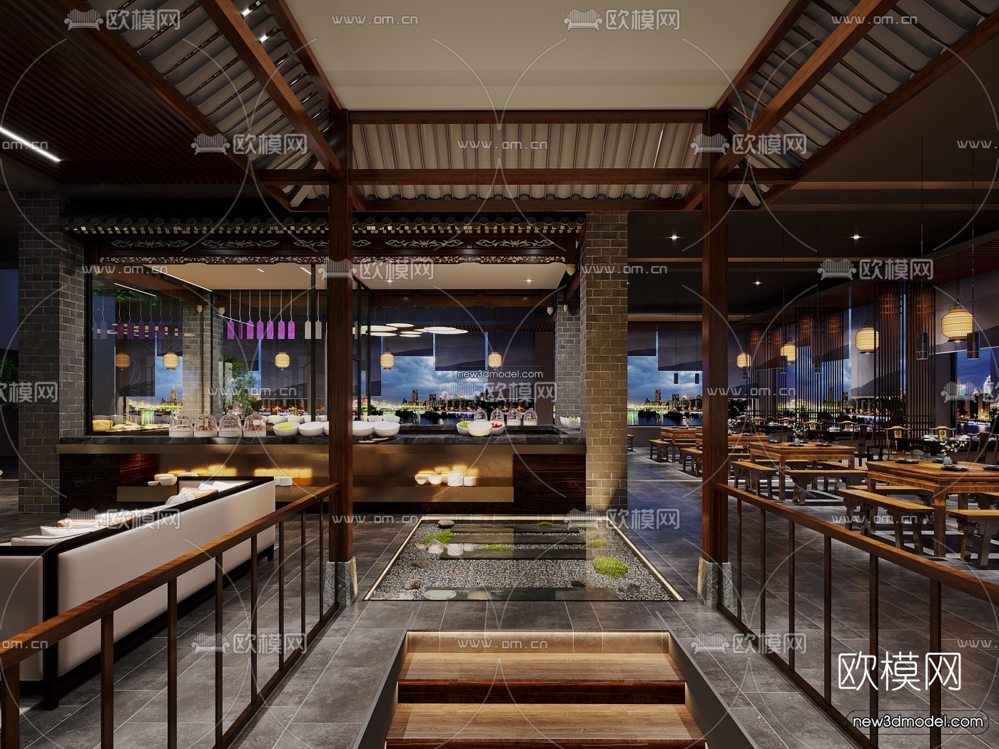 Restaurant and Fastfood 3D Scene – 3D Blocks – 076 – VRAY - thumbnail 2