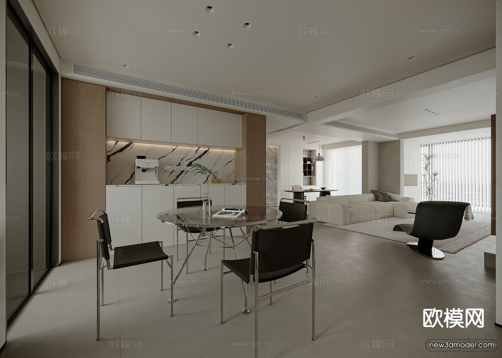 Modern Style Interior 3D Blocks and 3D Models – Living Room 3D Scene – 409 – CORONA - thumbnail 4