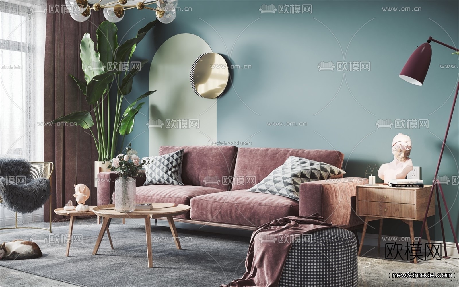 Nordic Style Interior 3D Blocks – Living Room 3D Model – 150 – VRAY - thumbnail 3