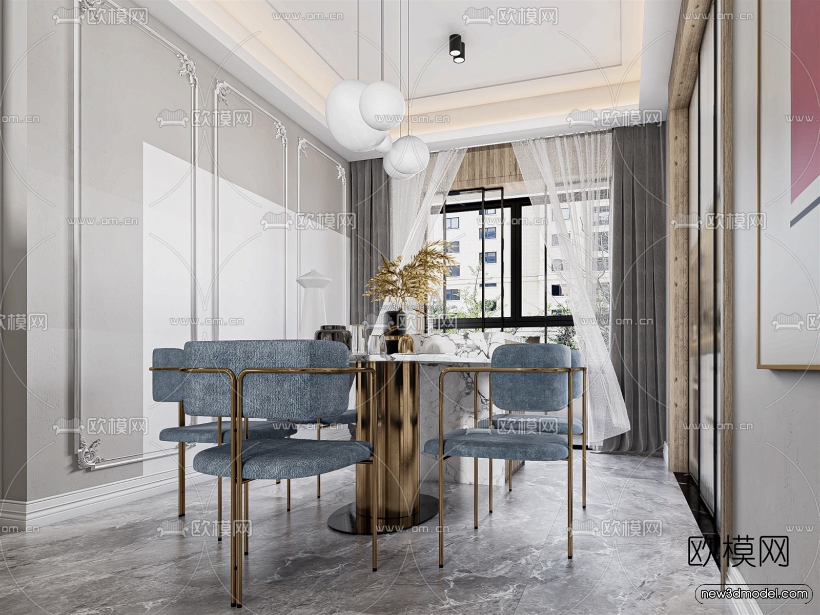 Cream Style Interior 3D Blocks – Living Room 3D Model – 035 – VRAY - thumbnail 5