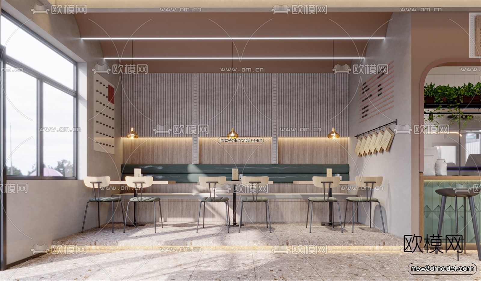 Restaurant and Fastfood 3D Scene – 3D Blocks – 077 – VRAY - thumbnail 4