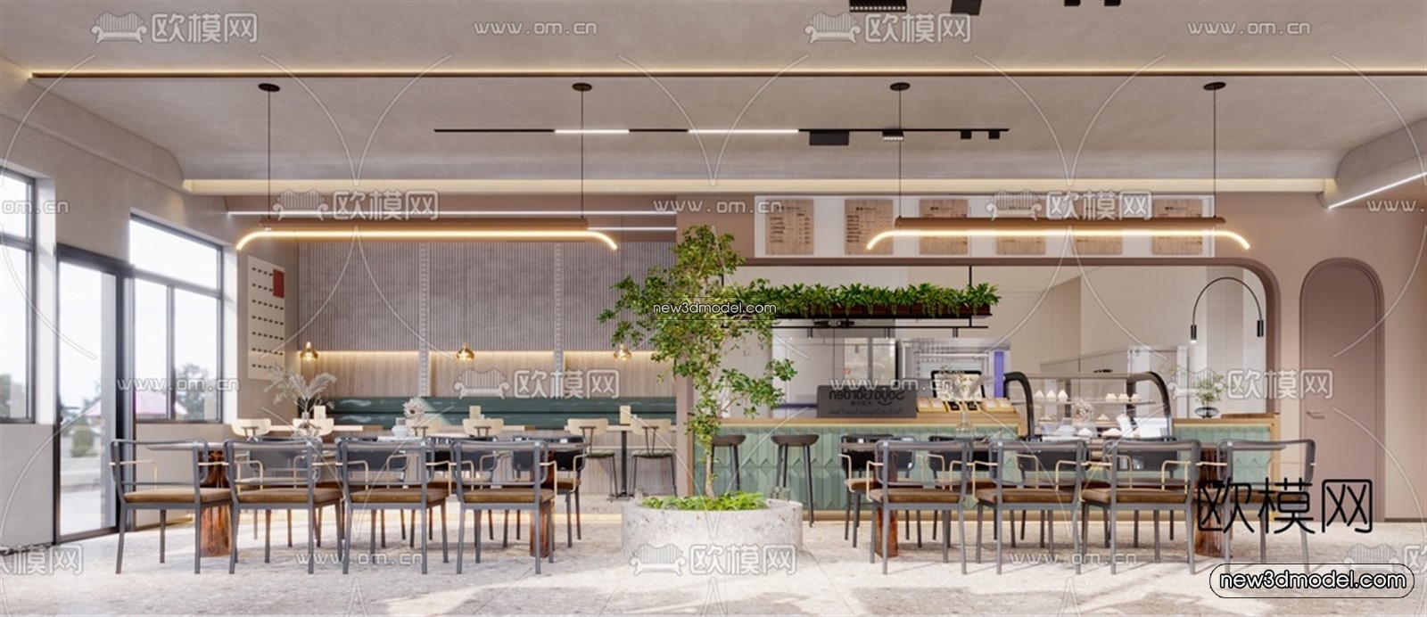 Restaurant and Fastfood 3D Scene – 3D Blocks – 077 – VRAY - thumbnail 3