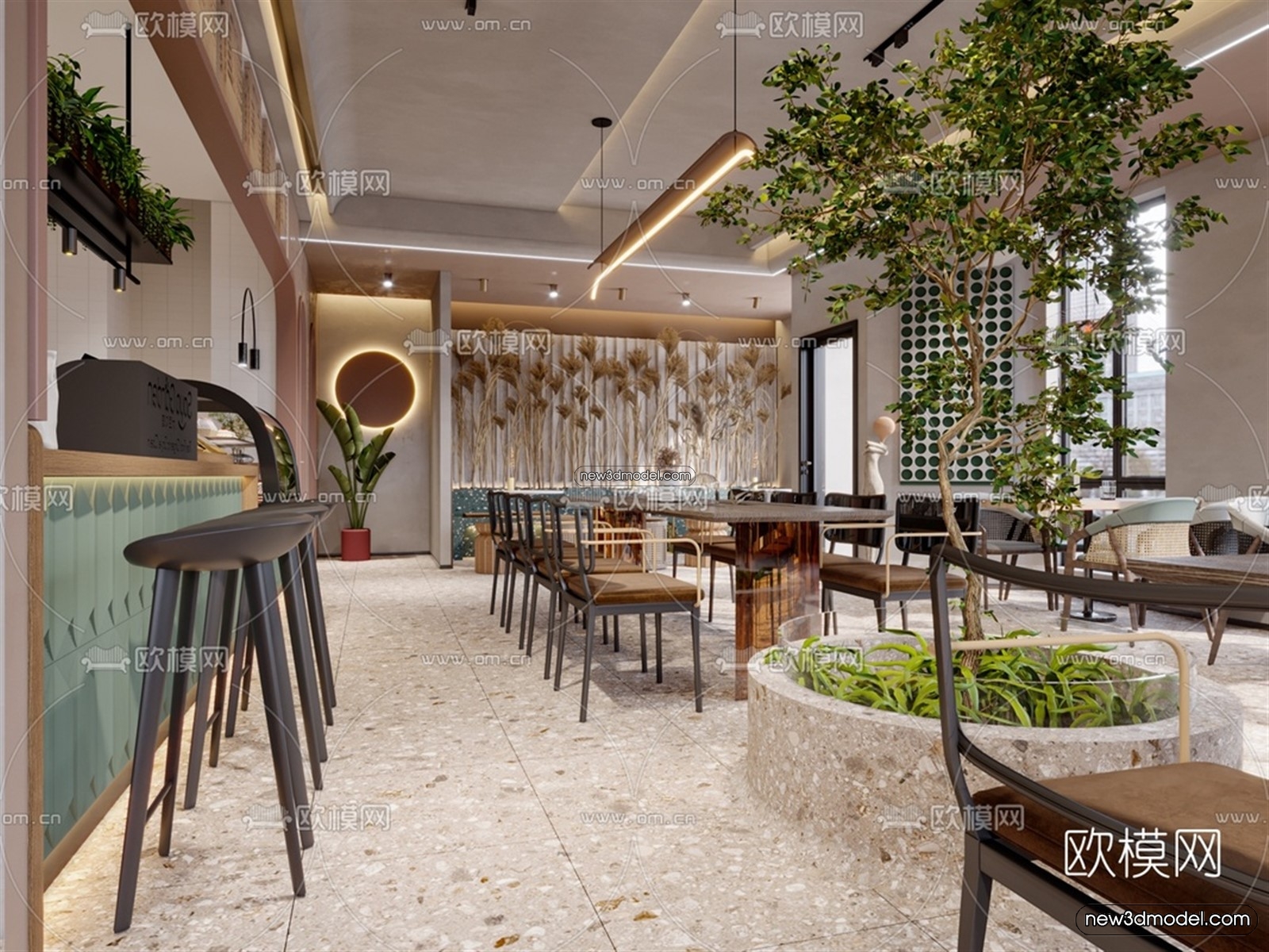 Restaurant and Fastfood 3D Scene – 3D Blocks – 077 – VRAY - thumbnail 2